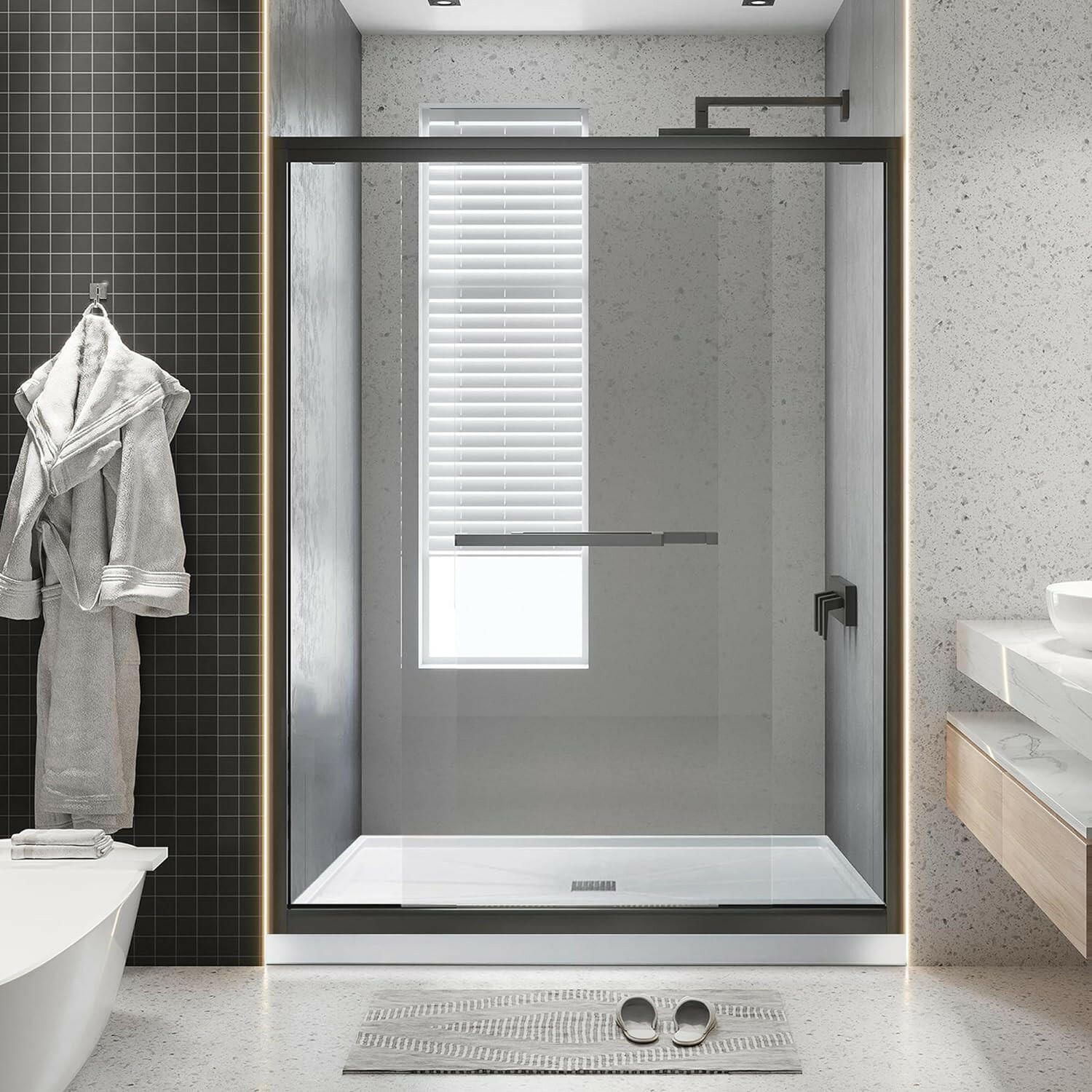 Single Threshold, Center Drain Shower Pan Base