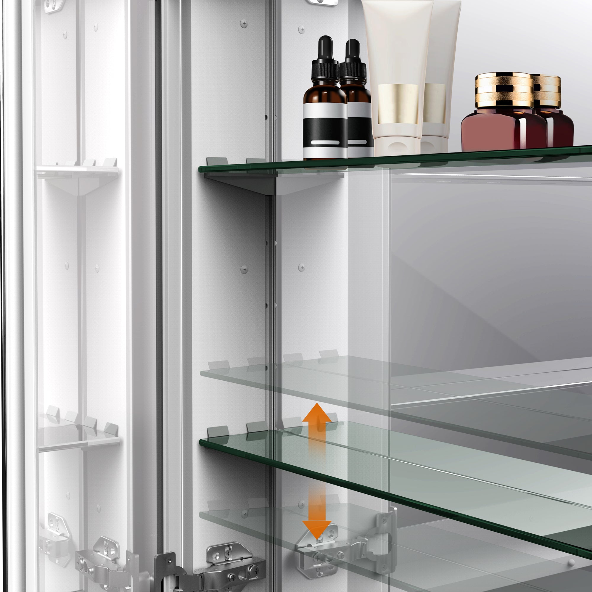 30" × 31.5" Double Door Medicine Cabinet with Soft - Close, Dual - Sided Mirrors, Adjustable Shelves & Aluminum Frame - Medicine Cabinets - AquivaCoast Showers - Medicine Cabinets - Mirror - Surface/ Recessed Mount