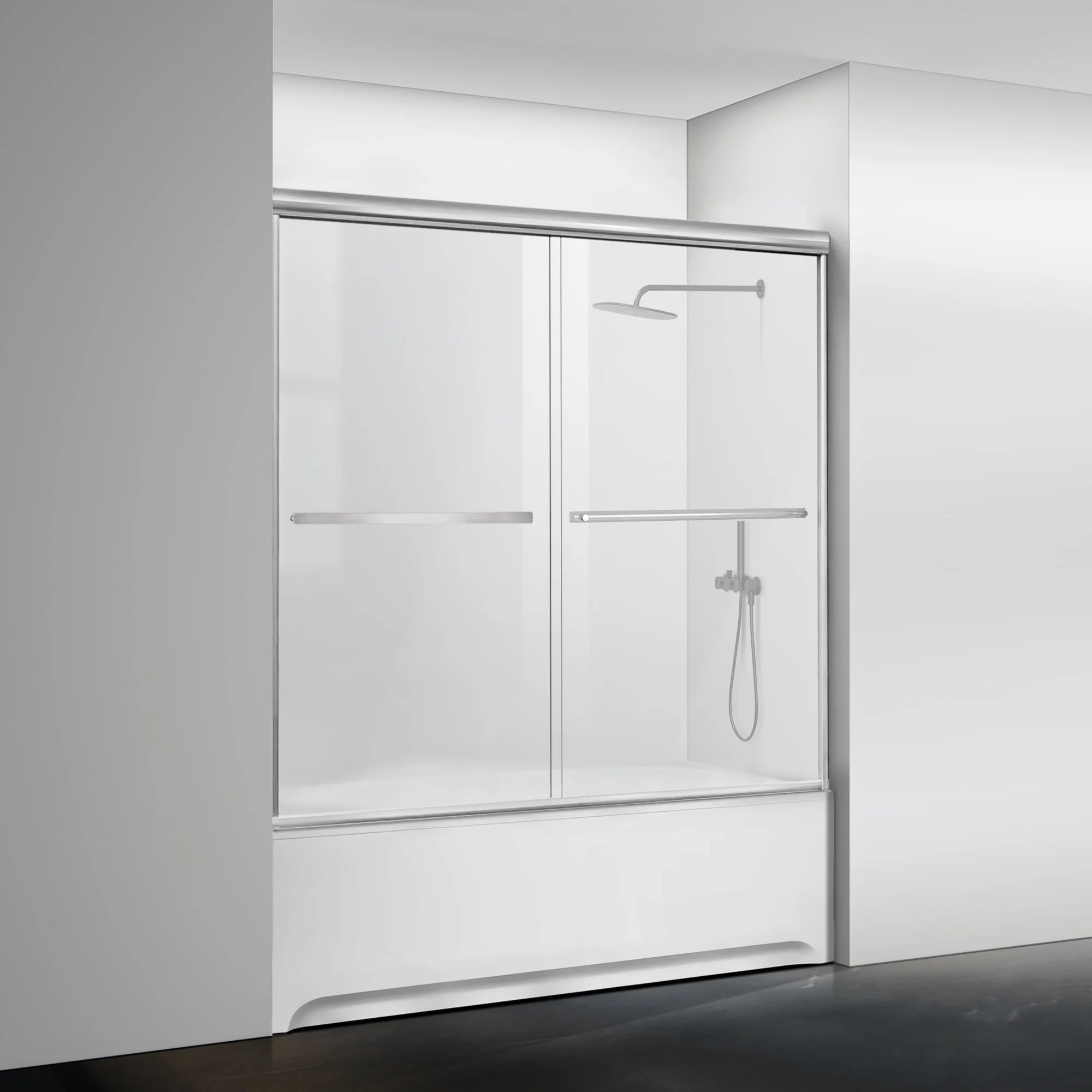 56"-60" W x 58"/62"/65" H Framed Double Sliding Bathtub Door Glide B10 #Color_Polished Chrome
