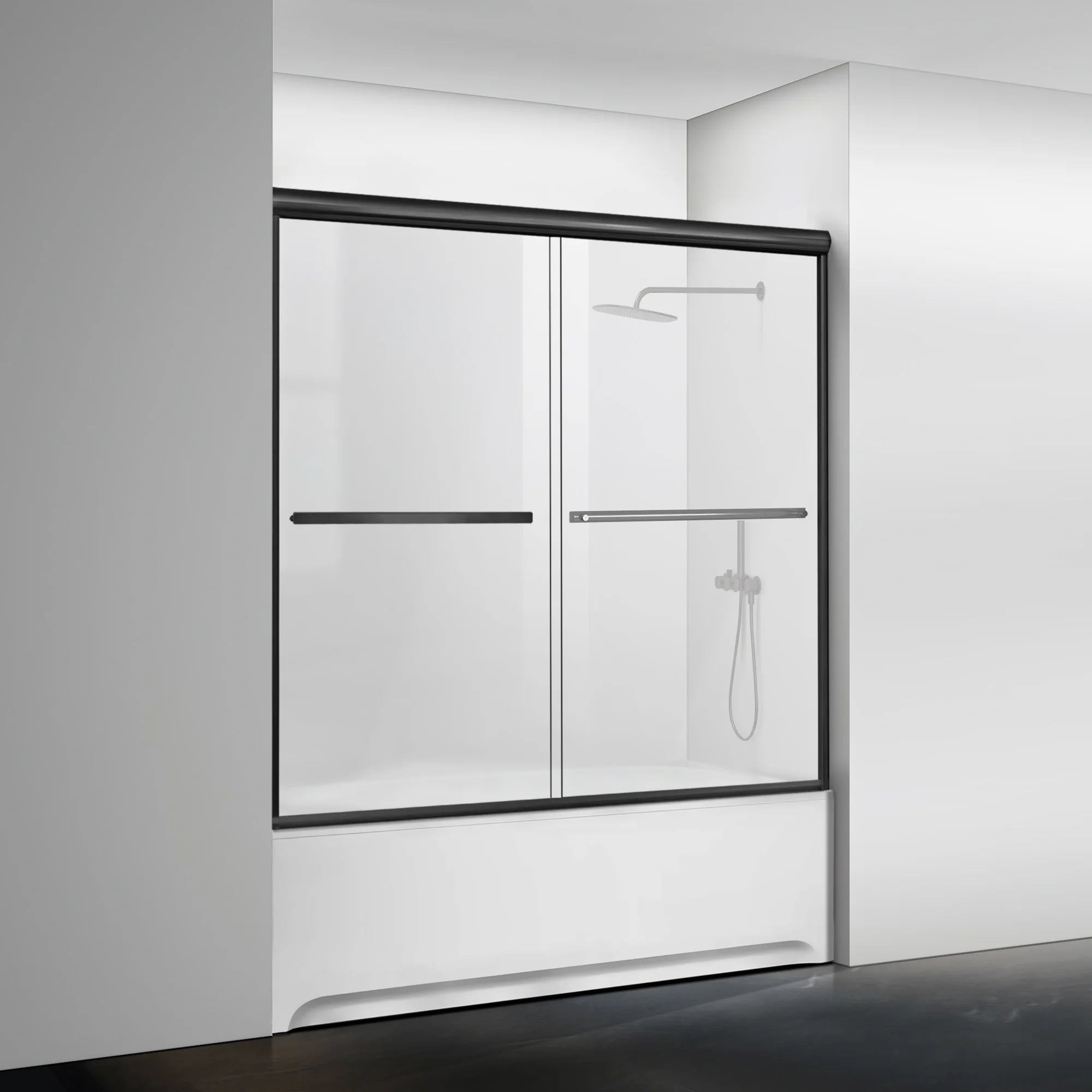 56"-60" W x 58"/62"/65" H Framed Double Sliding Bathtub Door Glide B21 #Color_Matte Black