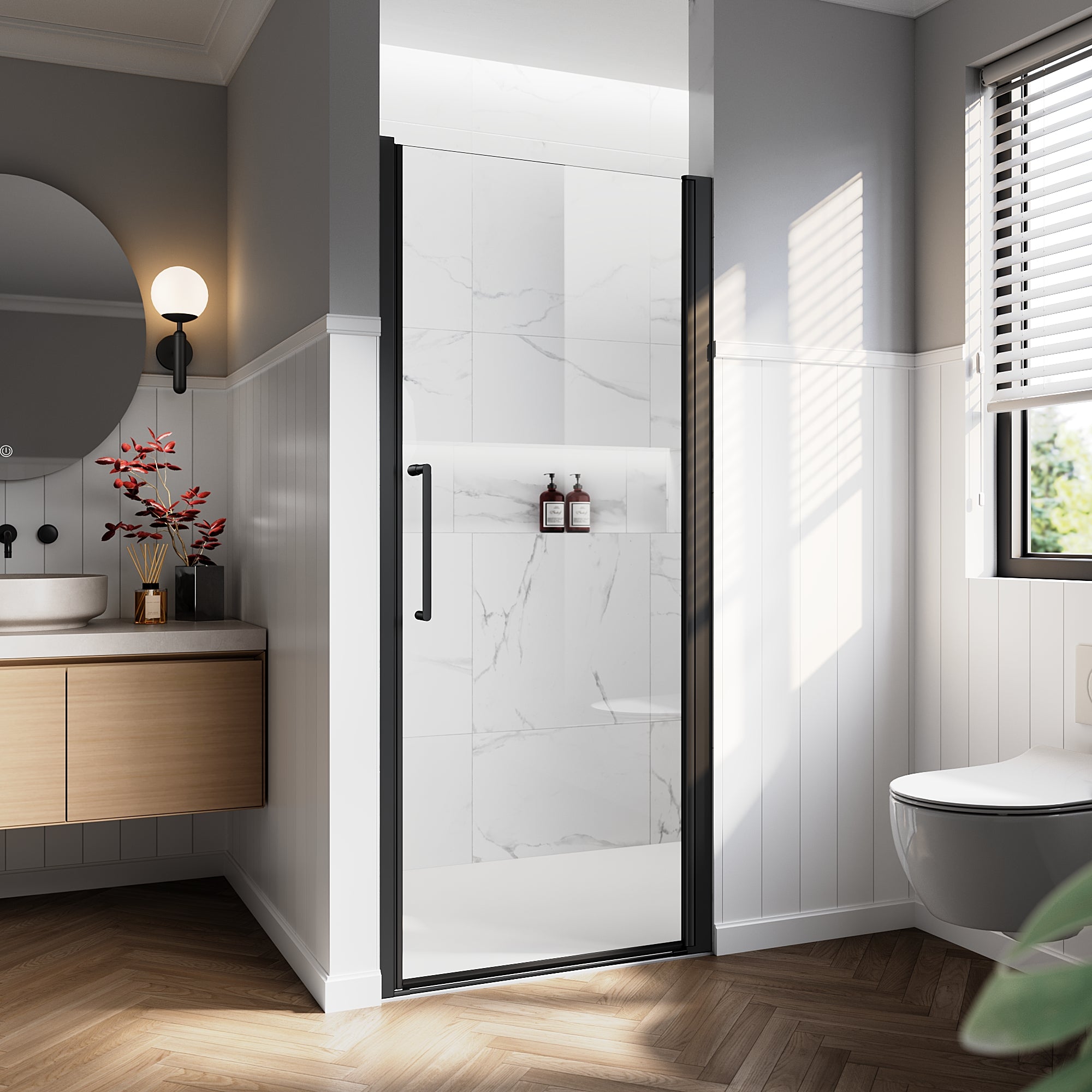 24"/28"/32"/34" x 72" Pivot Shower Door Clear Tempered Glass with Easy-Clean #Size_32" x 72"