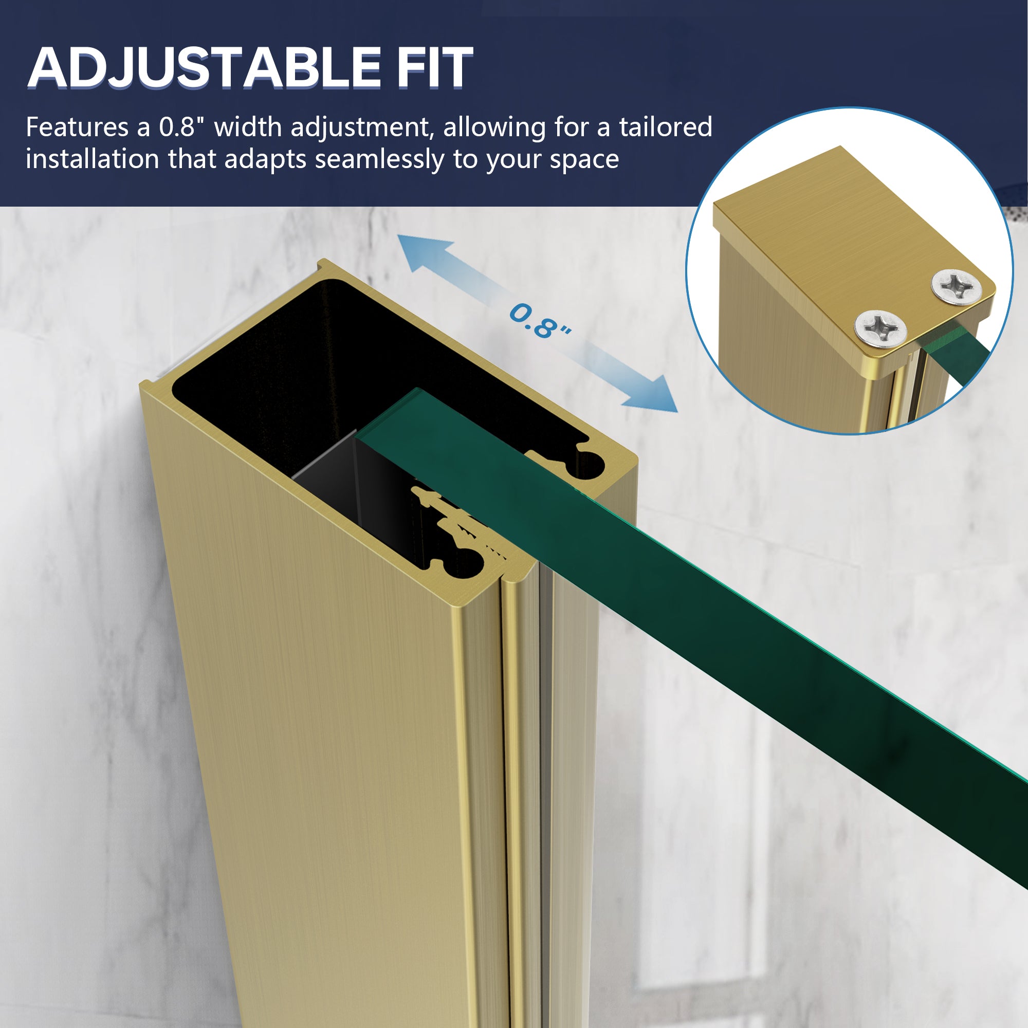 Adjustable fitting system for 34 inch AquivaCoast AB15 Shower Screen