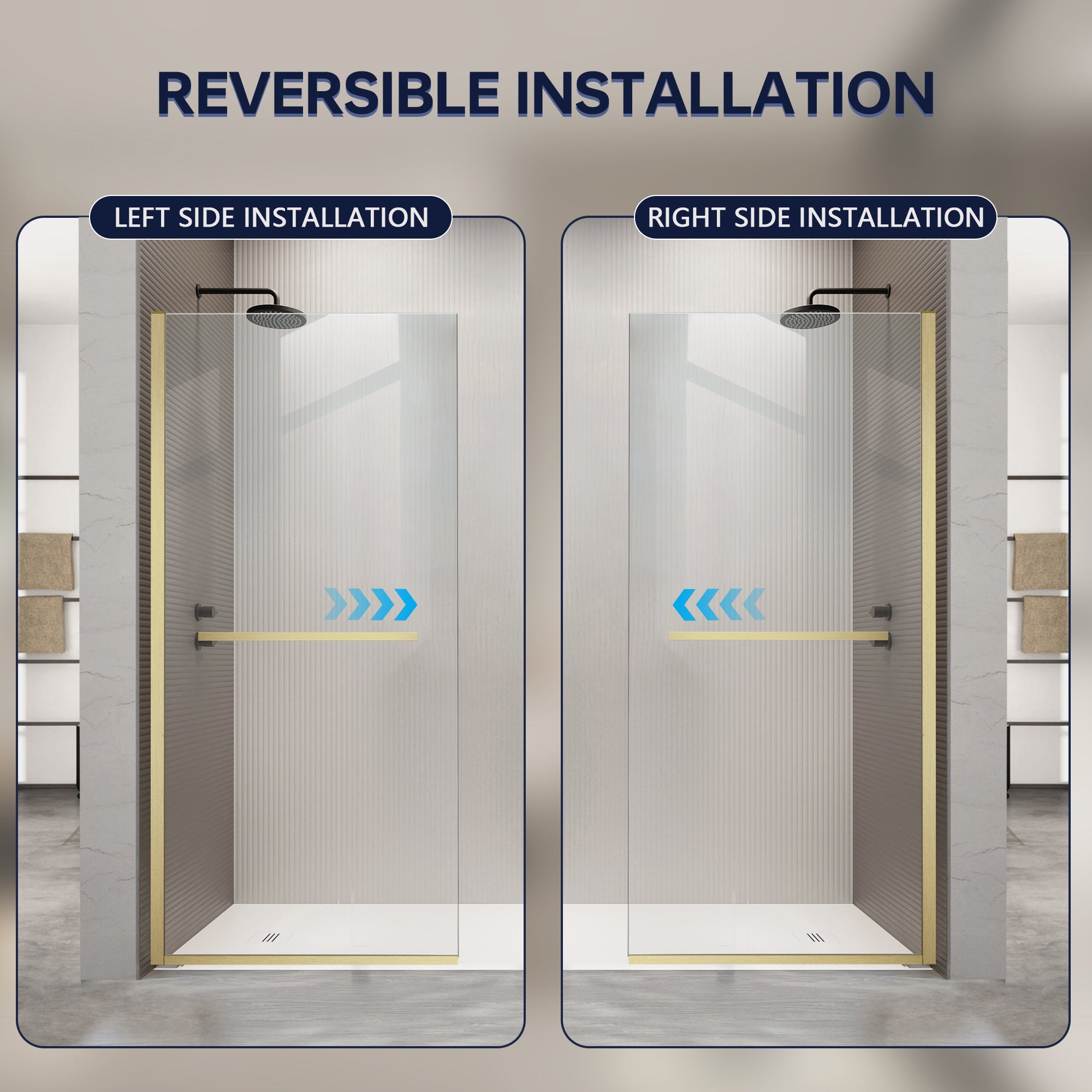 AquivaCoast 34 Inch Shower Screen with reversible installation