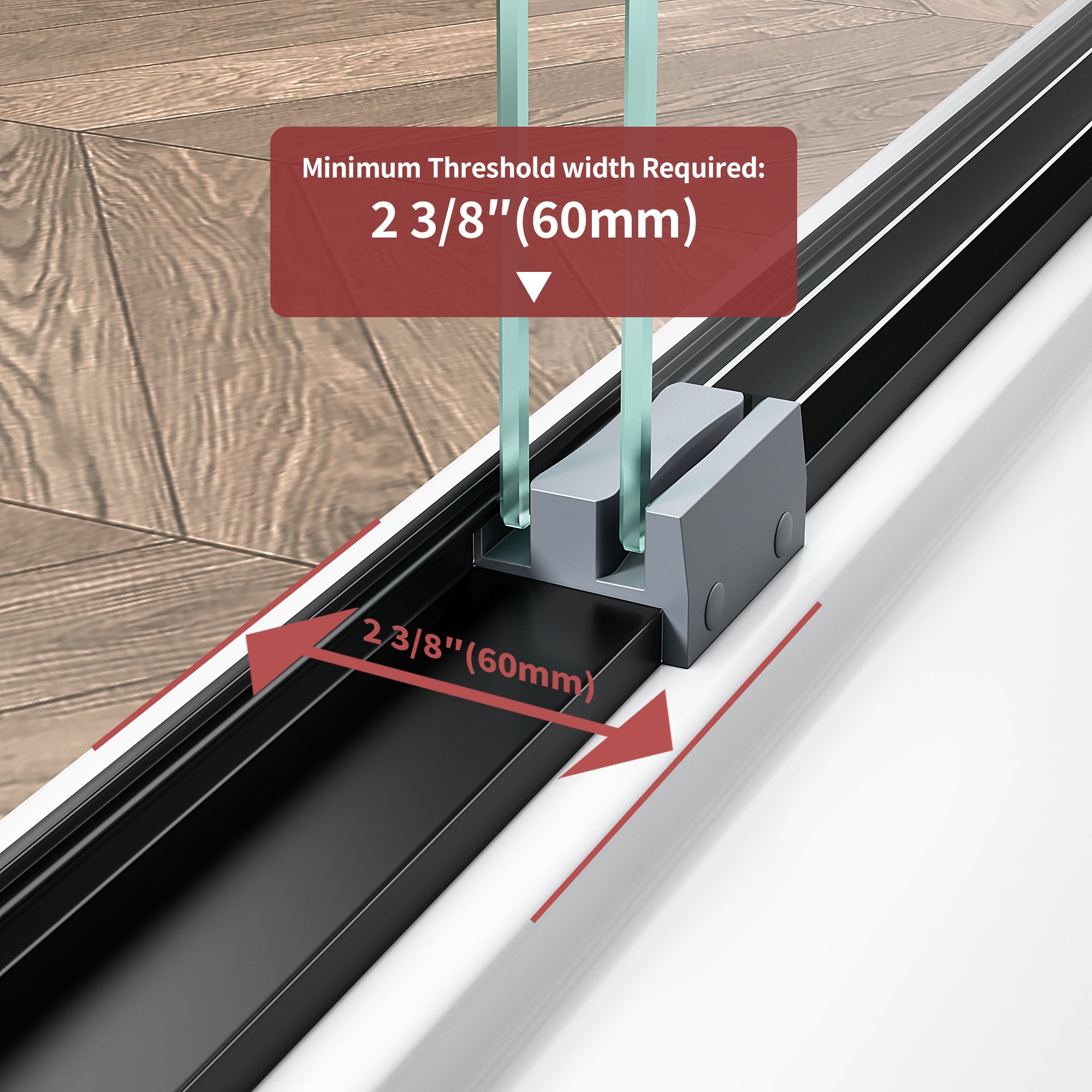 48"/60" W x 72"/76" H Framed Double Sliding Door with 1/4" (6 mm) Clear Tempered Nano Coating Glass and Towel Bar #Color_Matte Black