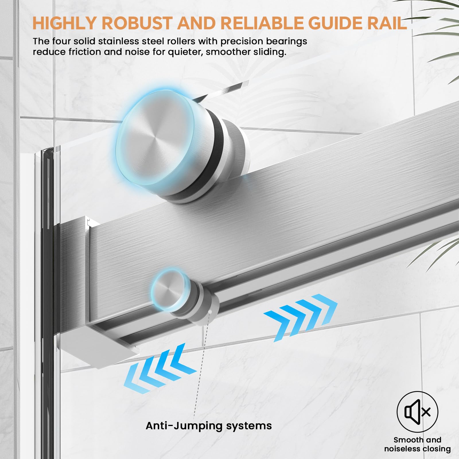 60" W x 76" H Semi-Frameless Double Sliding Bypass Shower Door with 5/16" (8 mm) Easy-Clean Tempered Glass and Towel Bar #Color_Brushed Nickel