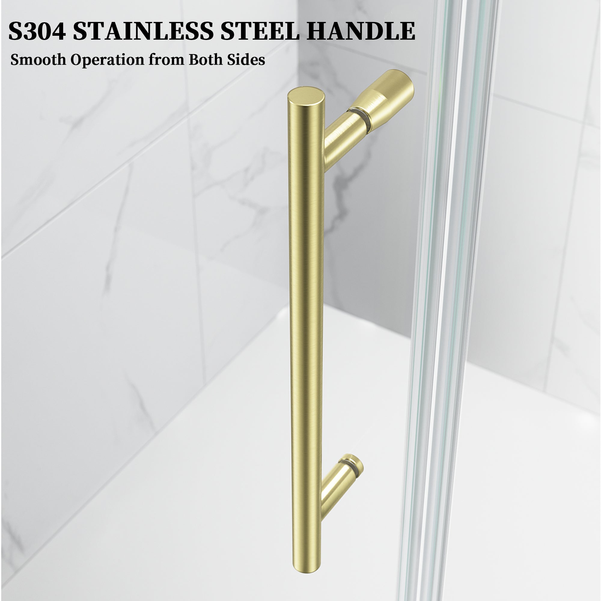 52" / 60" W x 72" / 74" H Frameless Hinged Shower Door with 5/16" (8 mm) Clear Tempered Glass and 180° Pivoting #Color_Brushed Gold