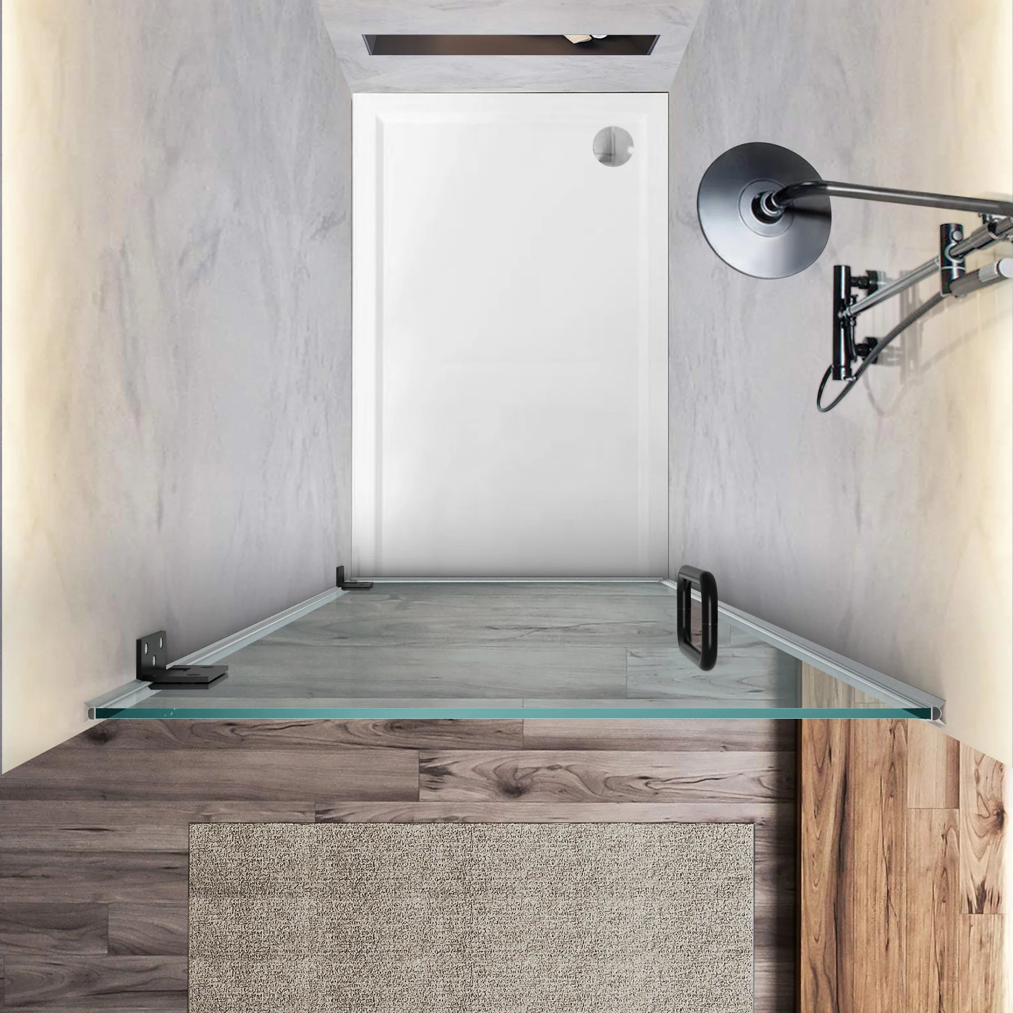 24x72 shower door, 28x72 shower door, 30x72 shower door, 32x72 shower door, hinged single shower door, 8mm glass, matte black