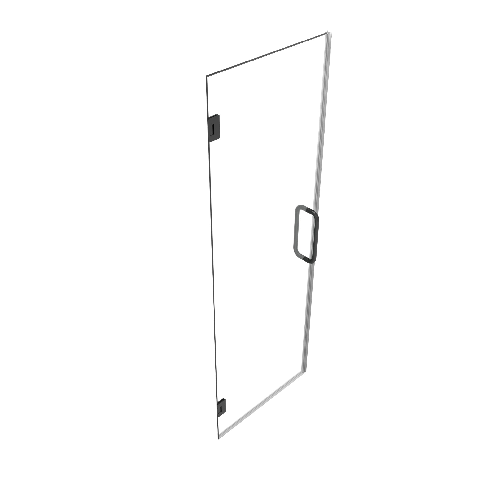 24"/28"/30"/32" W x 72" H Frameless Hinged Shower Door with 5/16" (8 mm) Clear Tempered Glass and Towel Handle, Matte Black