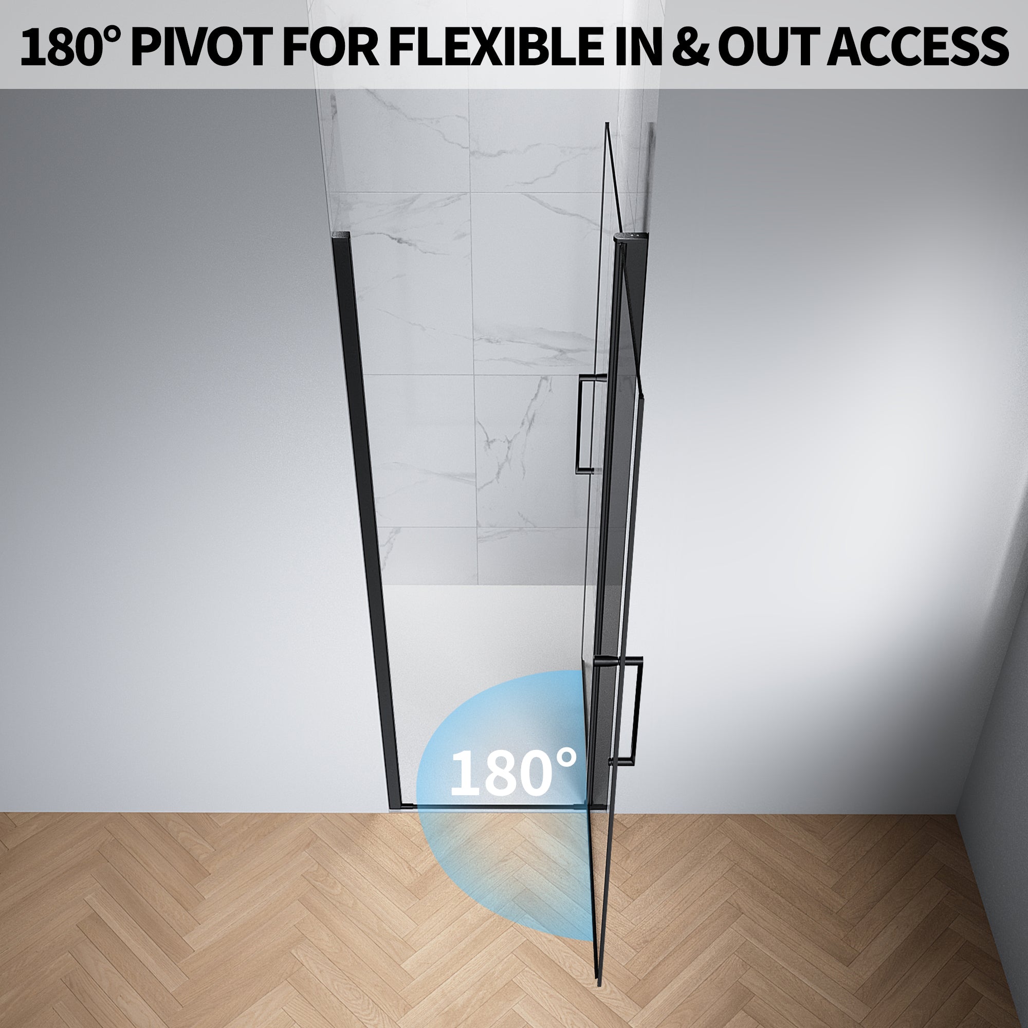 24"/28"/32"/34" x 72" Pivot Shower Door Clear Tempered Glass with Easy-Clean