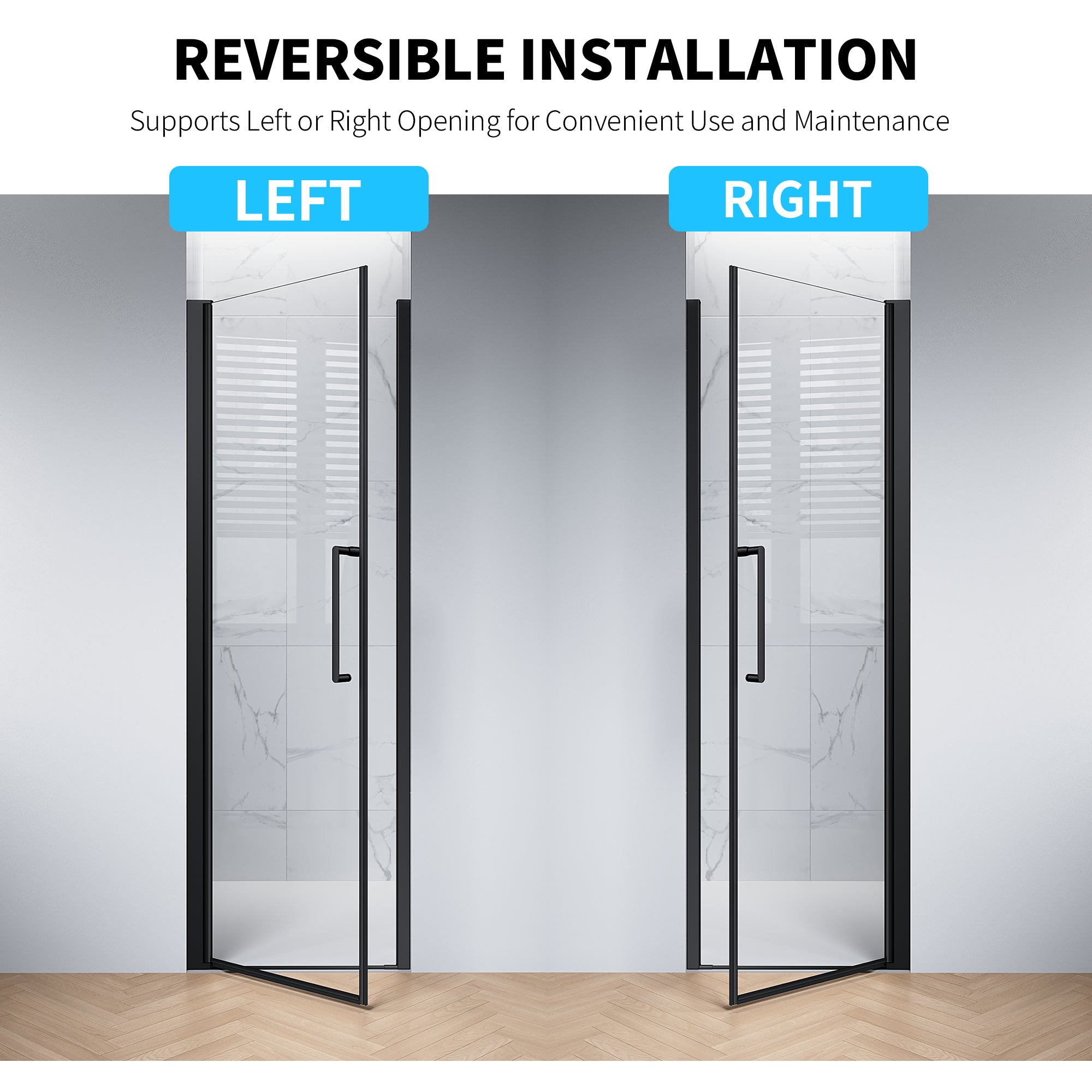 24"/28"/32"/34" x 72" Pivot Shower Door Clear Tempered Glass with Easy-Clean