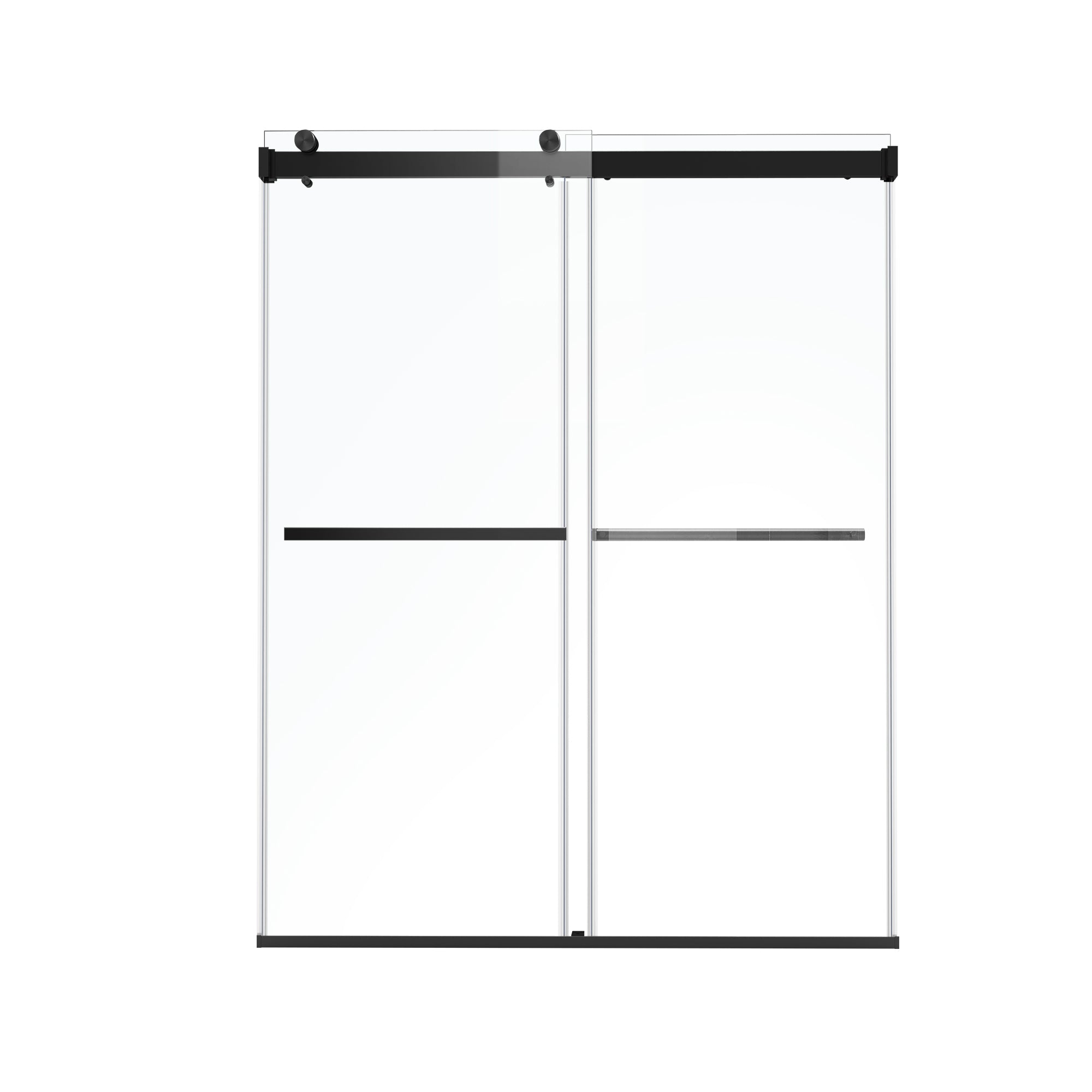 48"/58"/60"/64" W x 76" H Frameless Double Sliding Bypass Shower Door Roller B9T #Color_Matte Black