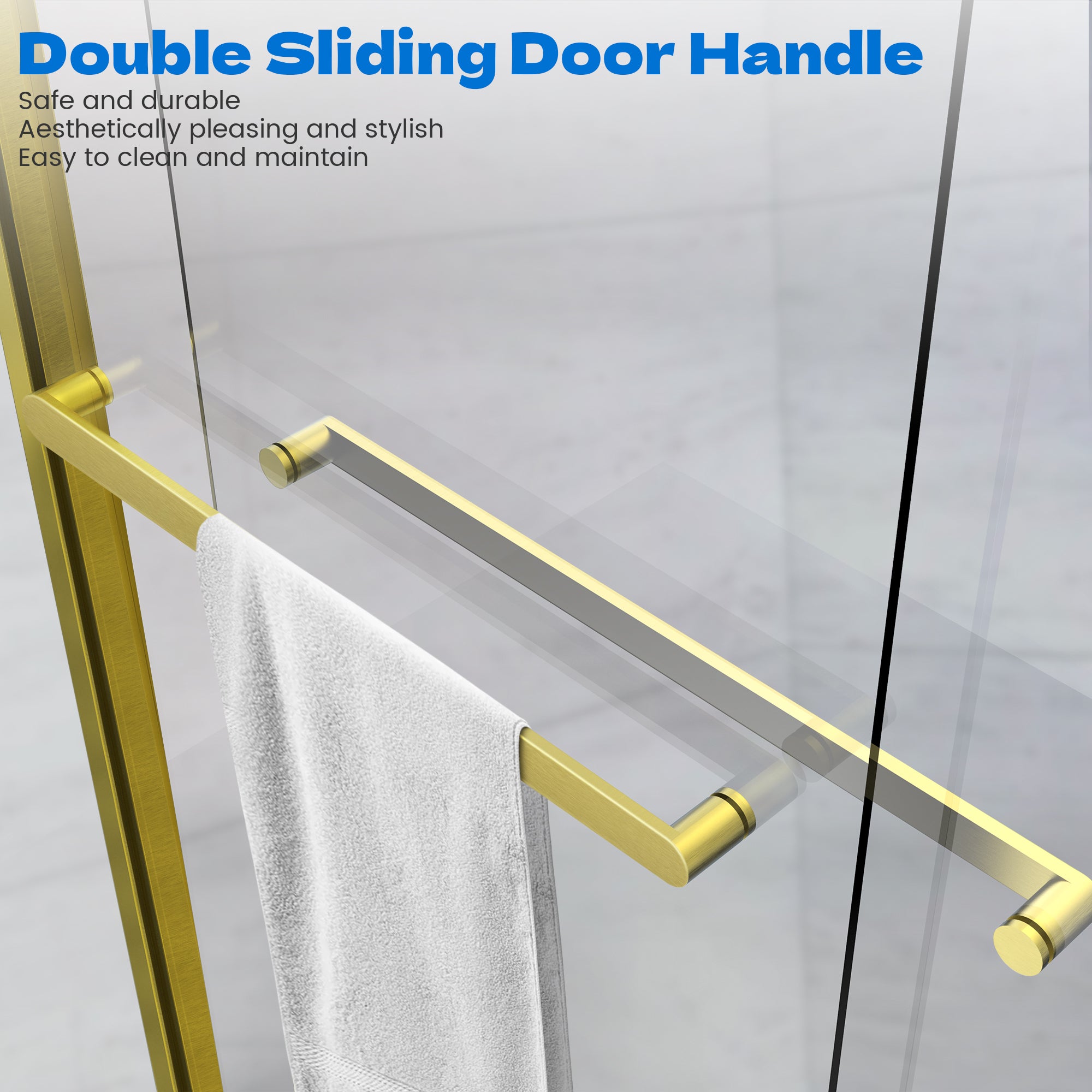 56"-60" x 62" Semi-Framed Double Sliding Tub Door Roller D2-6062BG #Color_Brushed Gold