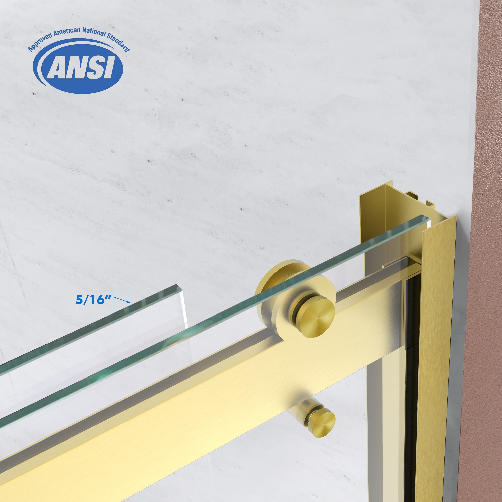 56"-60" x 62" Semi-Framed Double Sliding Tub Door Roller D2-6062BG #Color_Brushed Gold