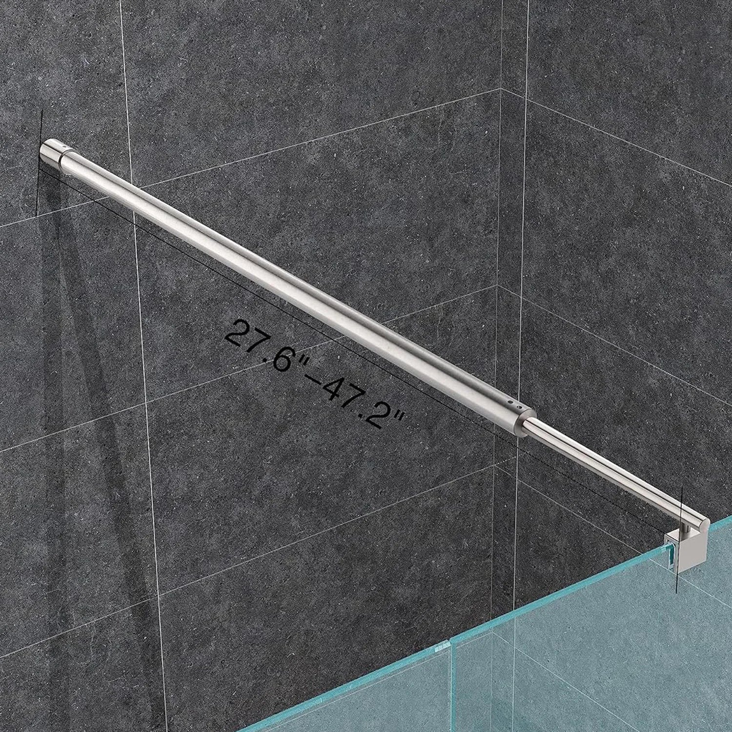 Wall-to-Glass Support Bar Wall-to-Glass Support Bar LG1-4 (Brushed Silver) - AquivaCoast #Color_Brushed Silver