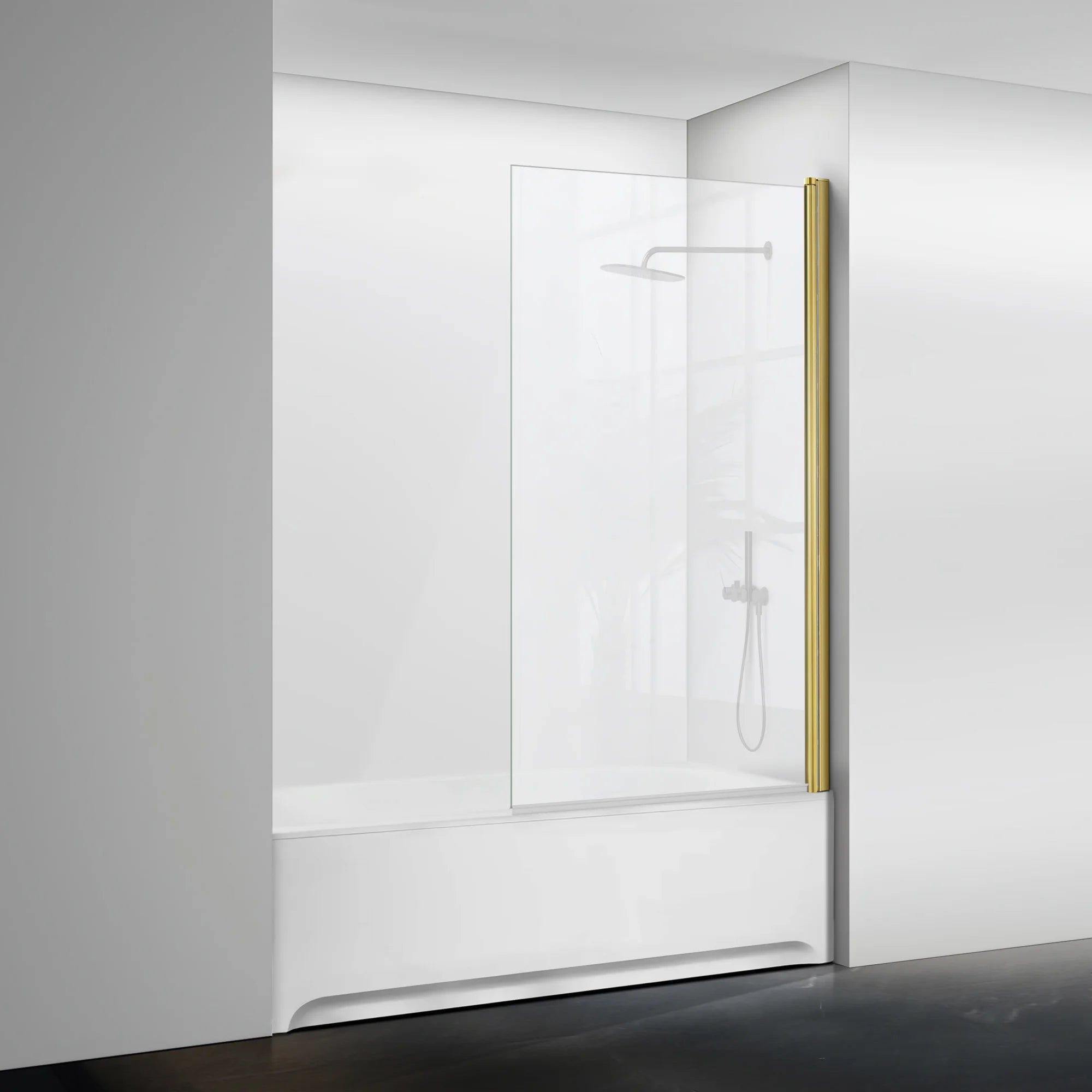 30" W x 55" H Frameless Pivot Bathtub Screen Serene B24 #Color_Brushed Gold