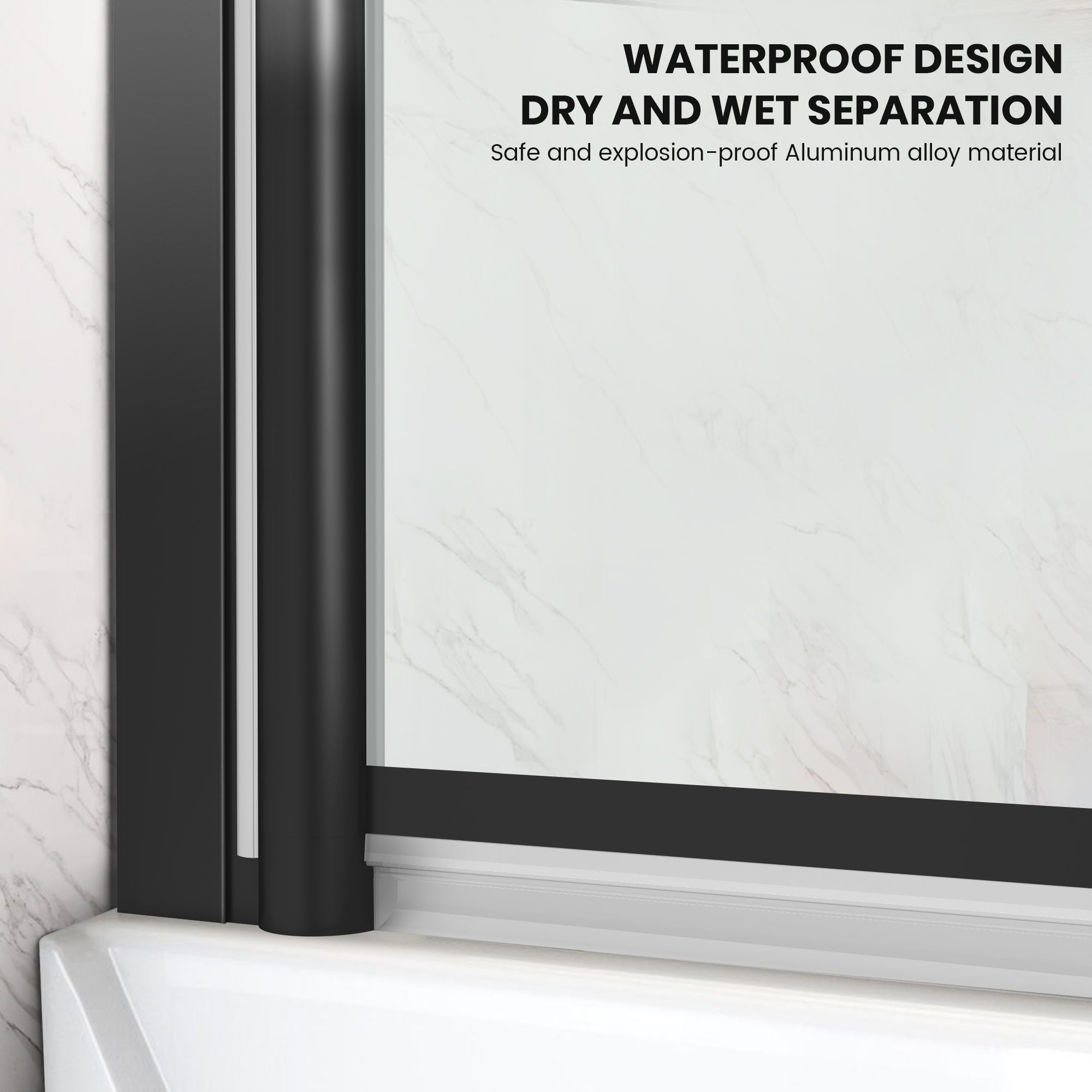 34" W x 58" H Pivot Framed Bathtub Screen with 1/4" (6 mm) Clear Tempered Glass, 180° Pivoting, and Matte Black Grid Design