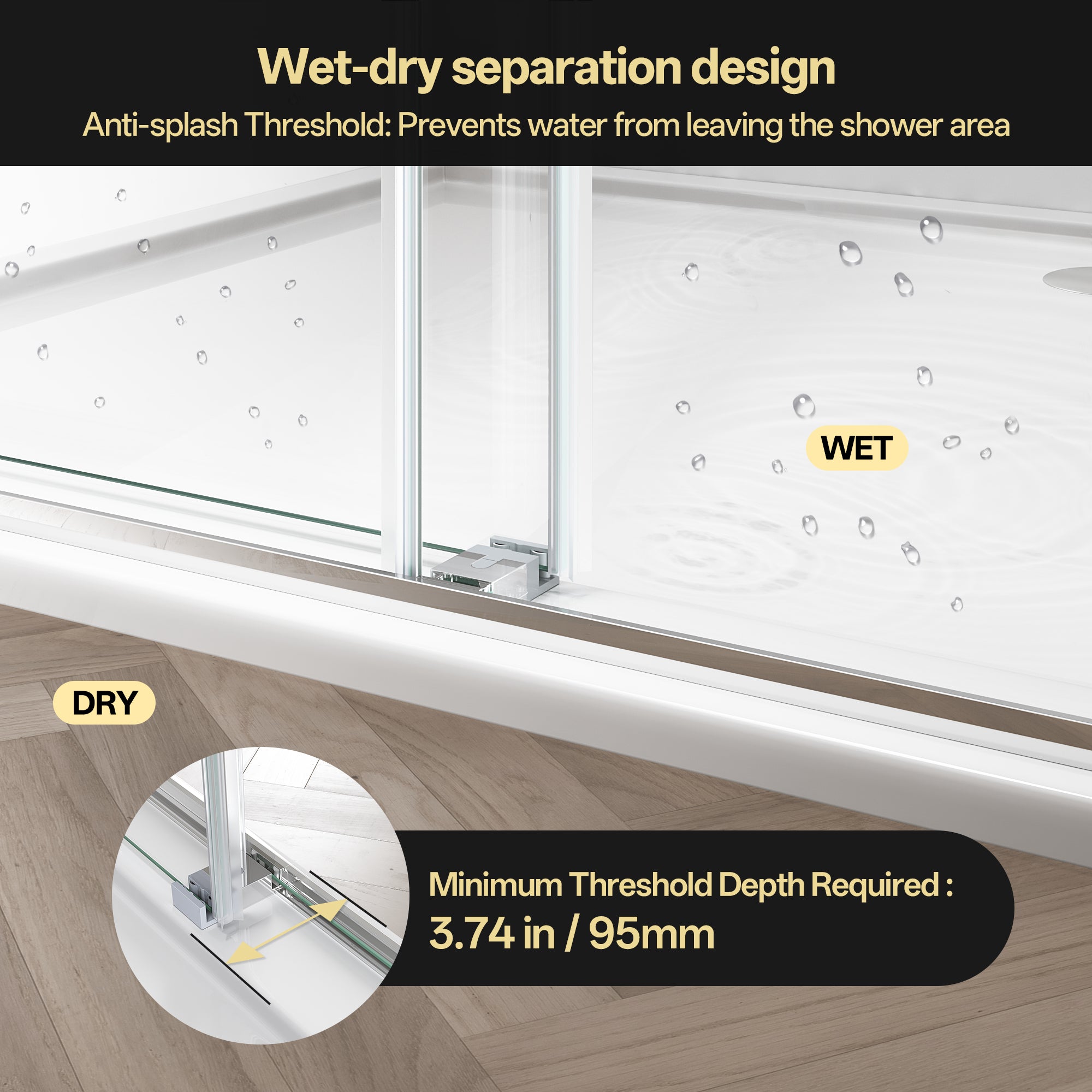 44"-48"/50"-54"/56"-60" x 76" Frameless Double Sliding Shower Door with Towel Bar #Color_Chrome
