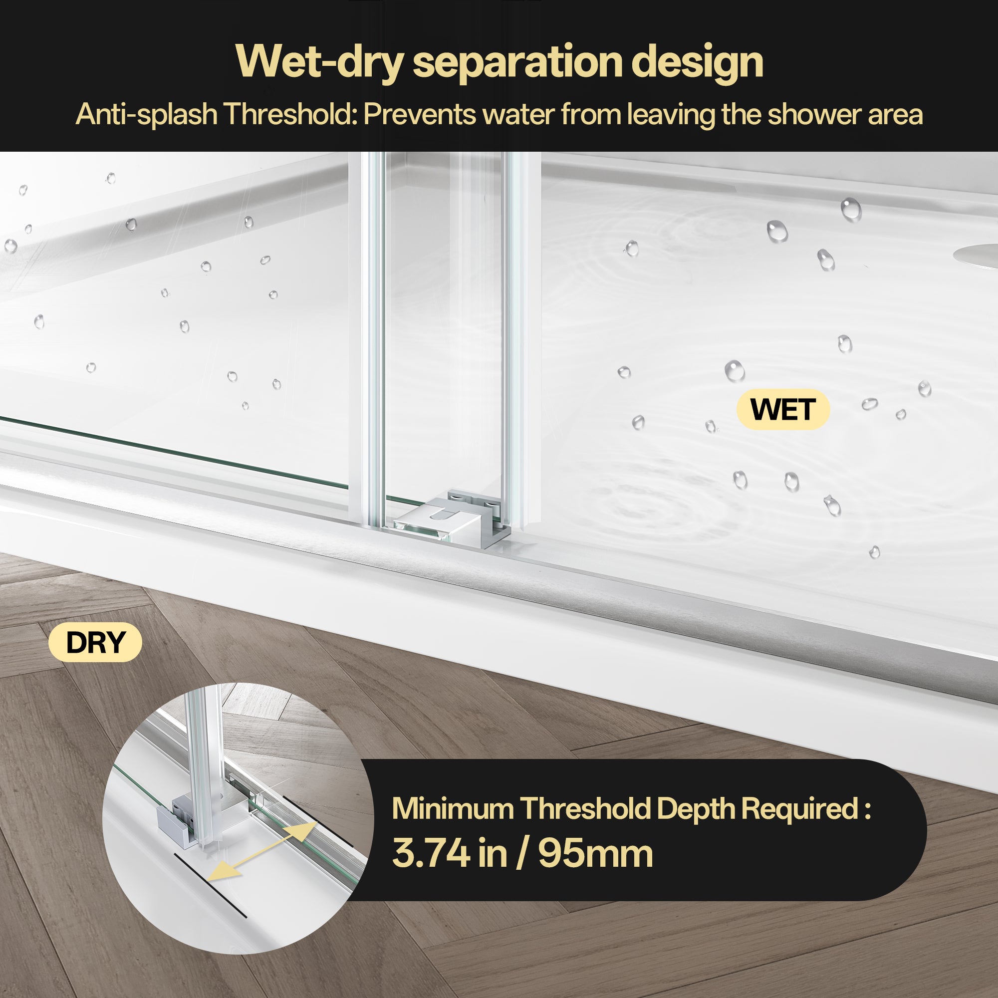 44"-48"/50"-54"/56"-60" x 76" Frameless Double Sliding Shower Door with Towel Bar #Color_Brushed Nickel