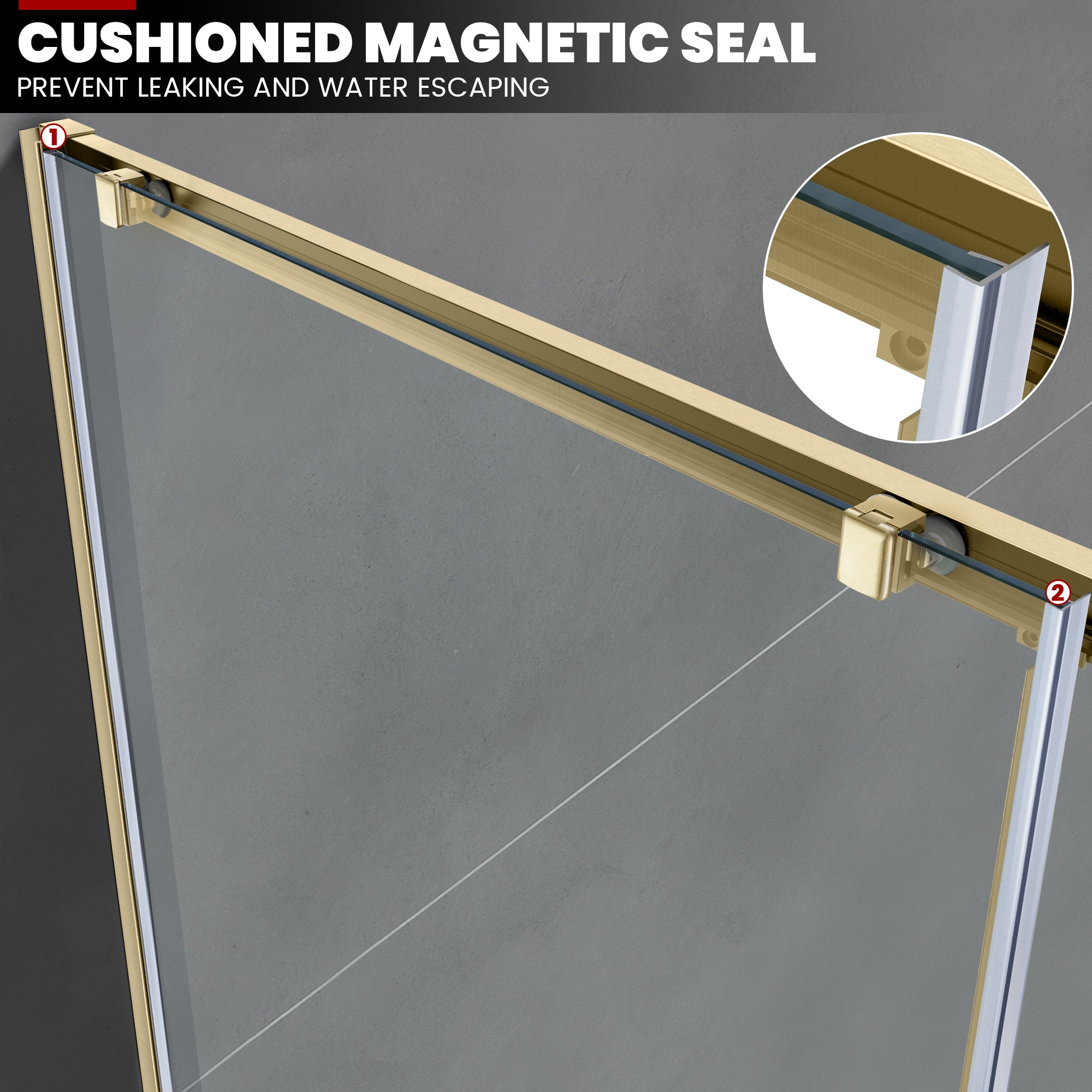 57.4"-59" x 60" Framed Sliding Tub Door Glide A5 #Color_Brushed Gold