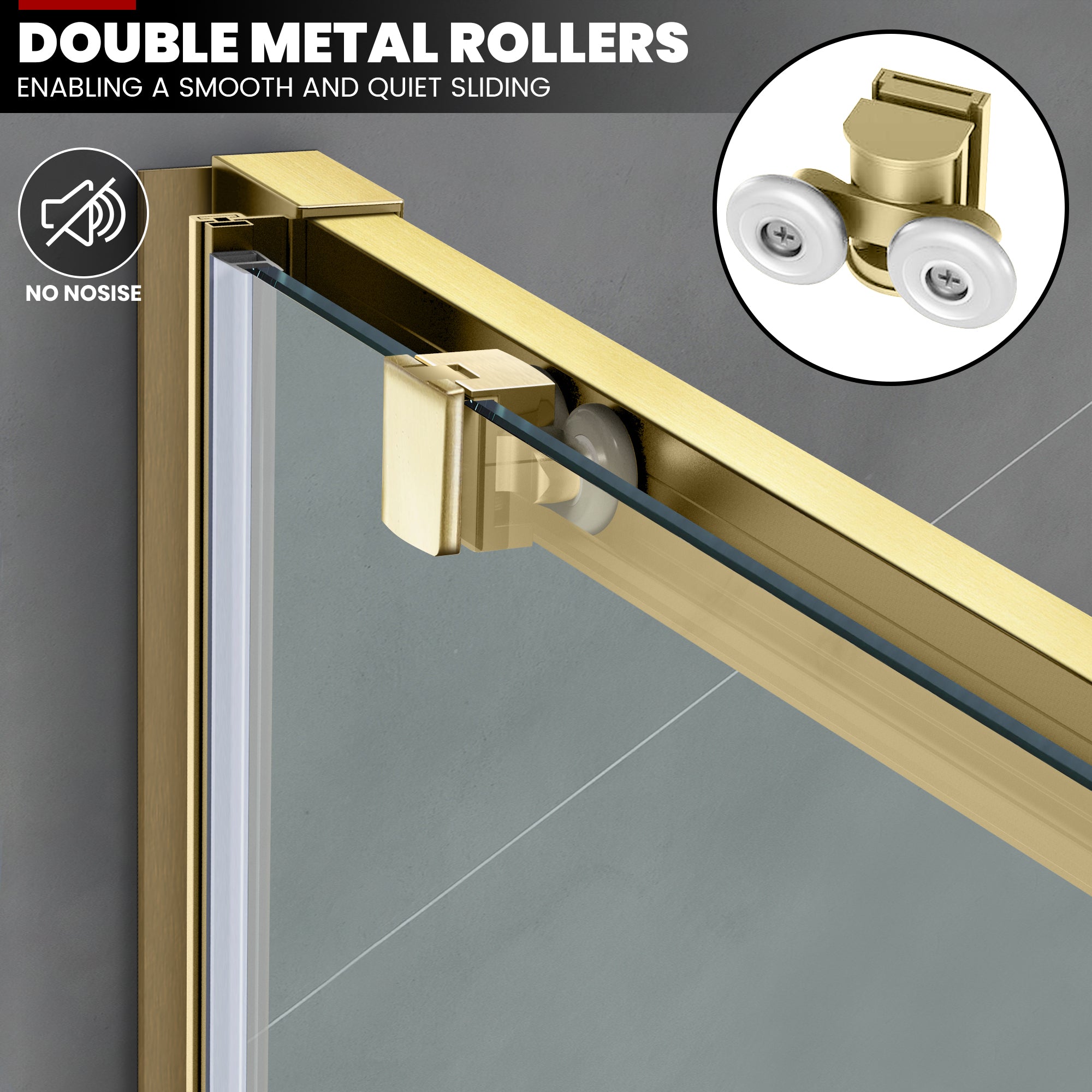 57.4"-59" x 60" Framed Sliding Tub Door Glide A5 #Color_Brushed Gold