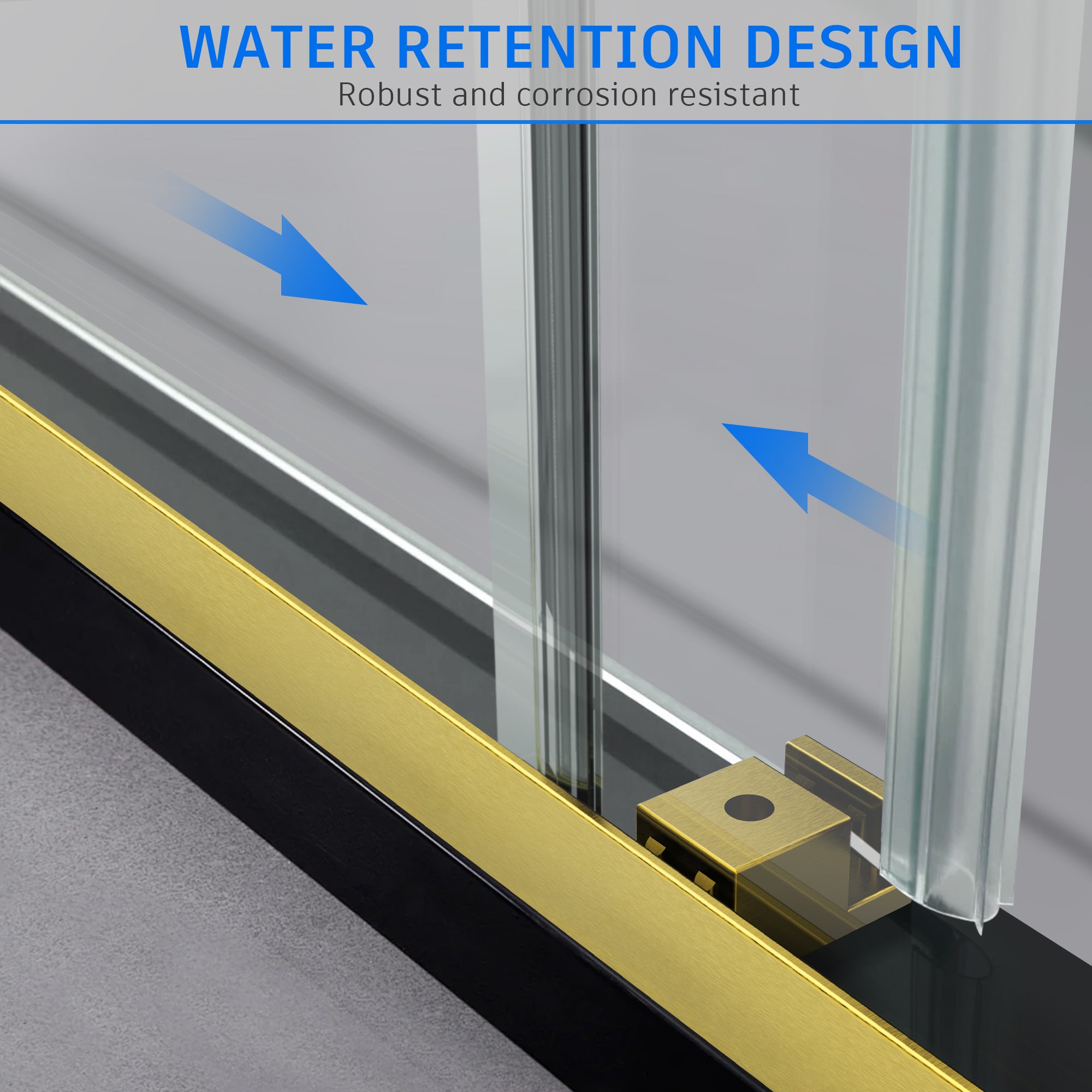 48"/58"/60"/64" W x 76" H Frameless Double Sliding Bypass Shower Door B8T #Color_Brushed Gold
