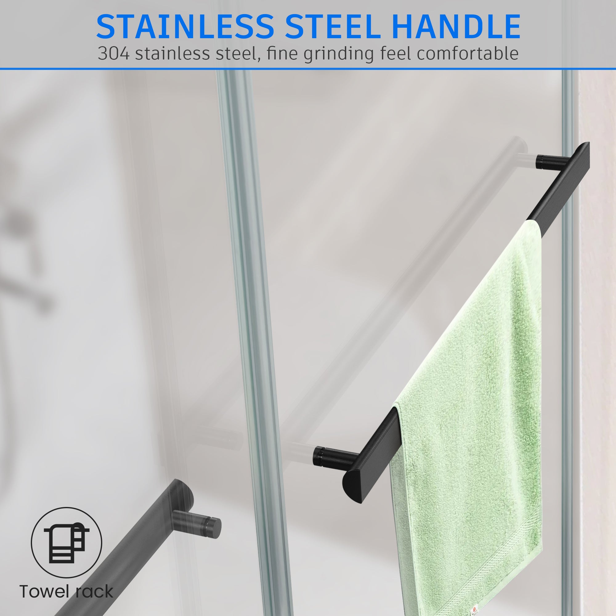 48"/58"/60"/64" W x 76" H Frameless Double Sliding Bypass Shower Door Roller B9T #Color_Matte Black
