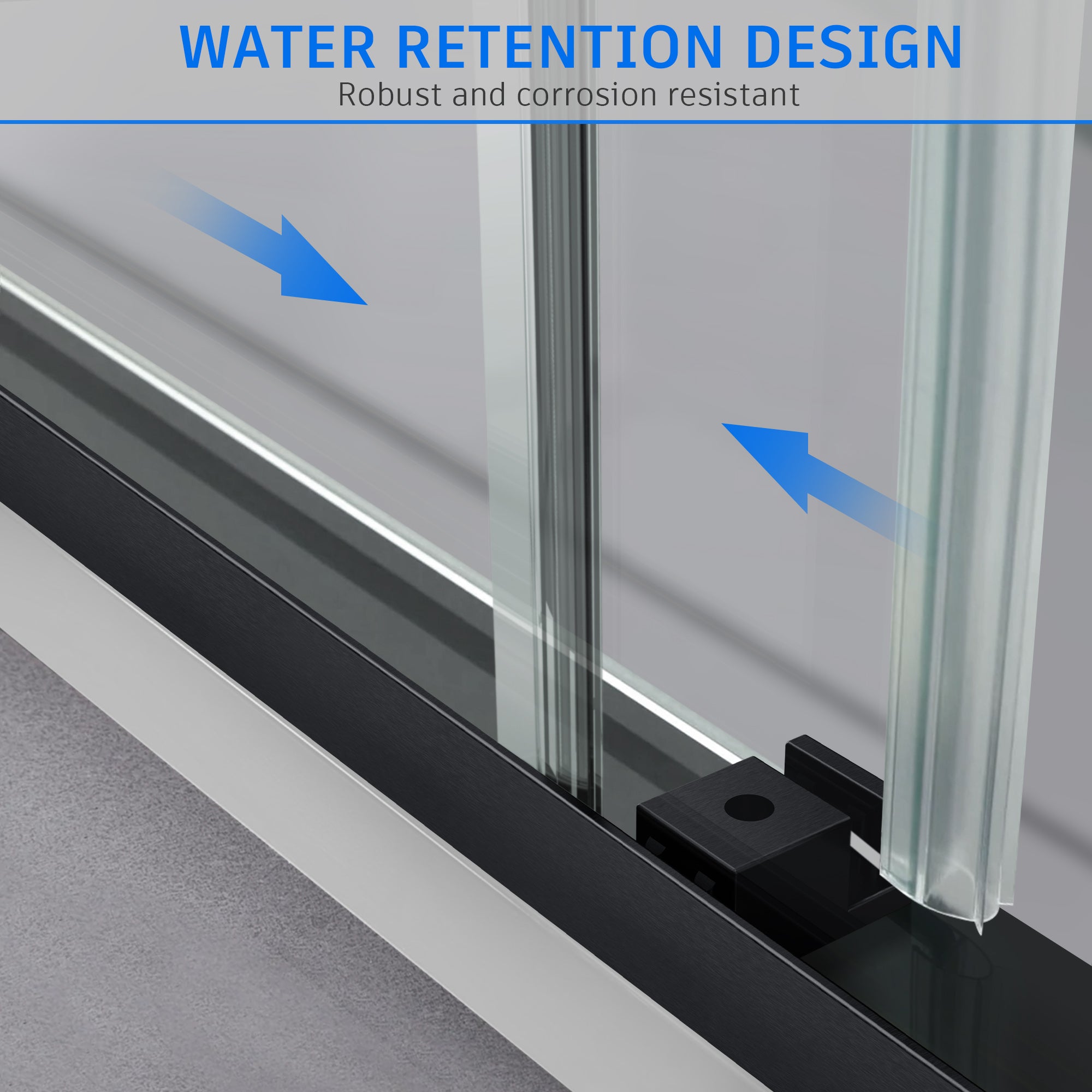 48"/58"/60"/64" W x 76" H Frameless Double Sliding Bypass Shower Door Roller B9T #Color_Matte Black