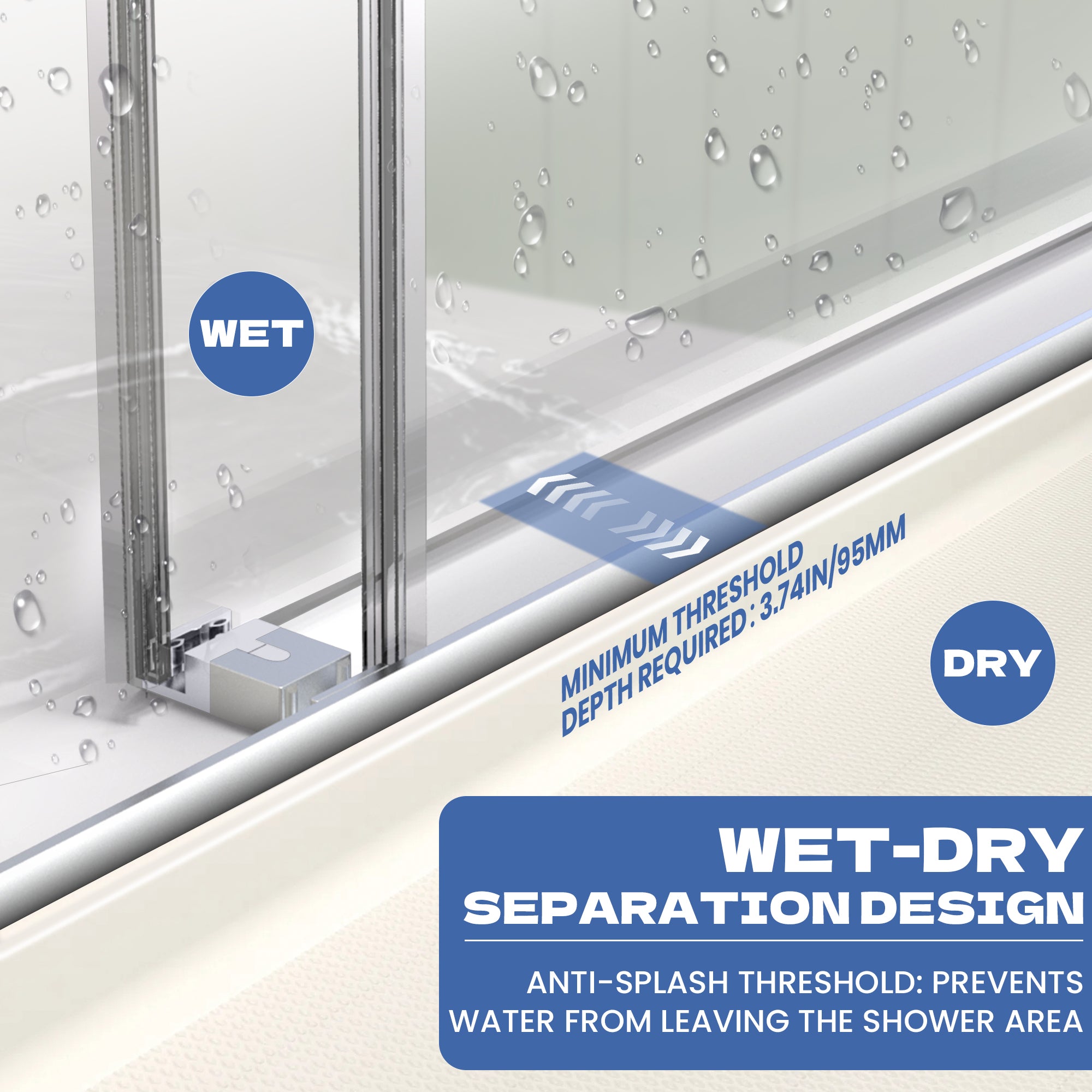 56" to 60" x 76" Frameless Double Sliding Shower Door AB10 #Color_Chrome