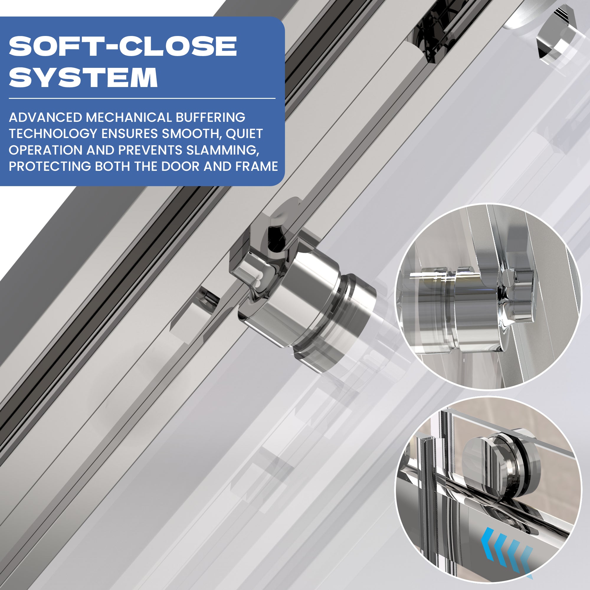 56" to 60" x 76" Frameless Double Sliding Shower Door AB10 #Color_Chrome