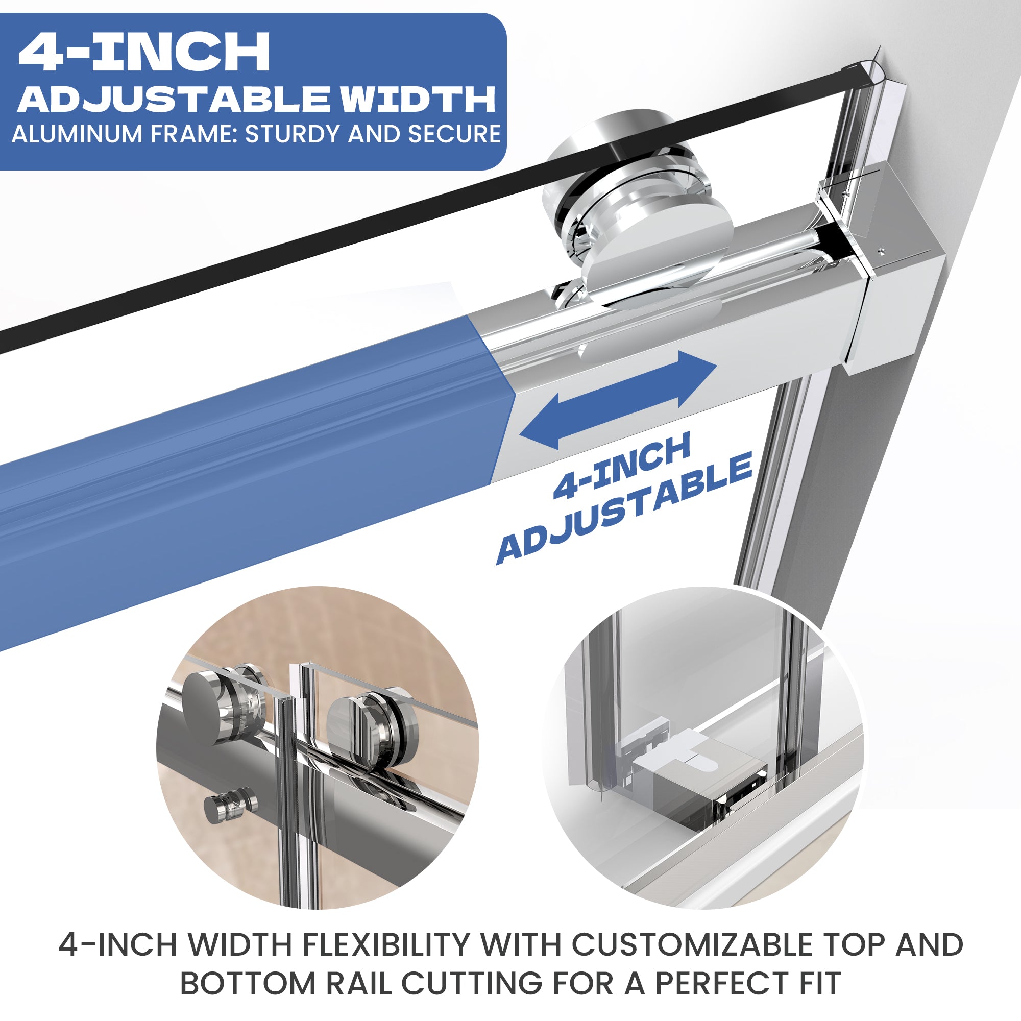 56" to 60" x 76" Frameless Double Sliding Shower Door AB10 #Color_Chrome