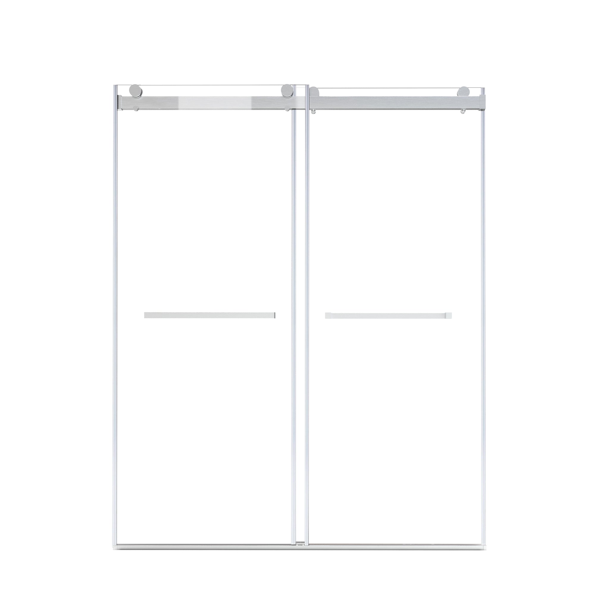56" to 60" x 76" Frameless Double Sliding Shower Door AB11 #Color_Brushed Nickel