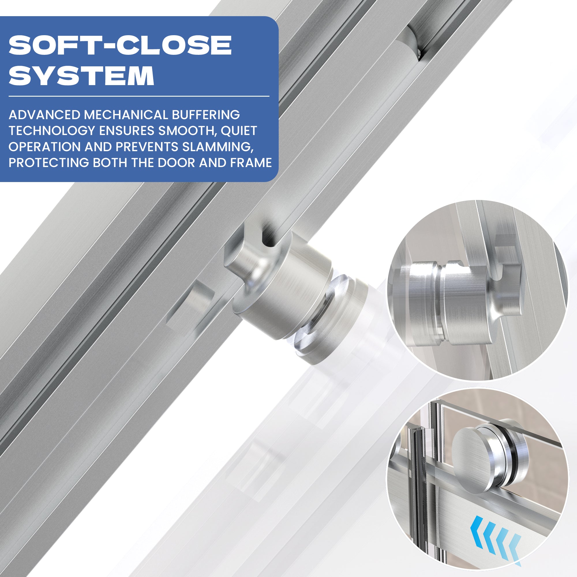 56" to 60" x 76" Frameless Double Sliding Shower Door AB11 #Color_Brushed Nickel