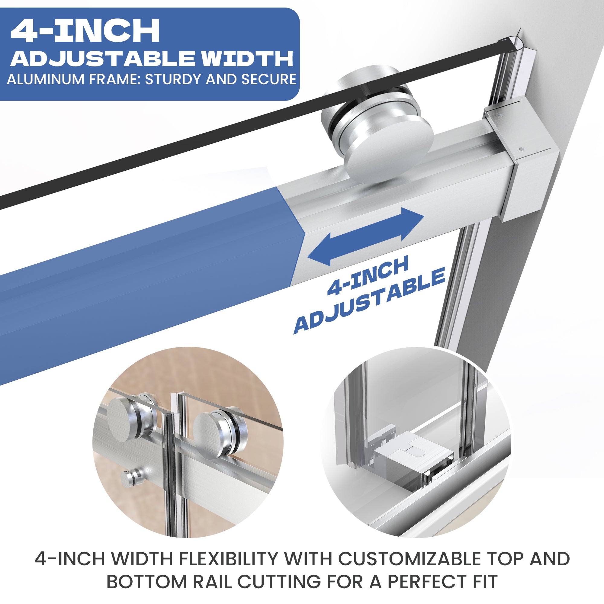56" to 60" x 76" Frameless Double Sliding Shower Door AB11 #Color_Brushed Nickel