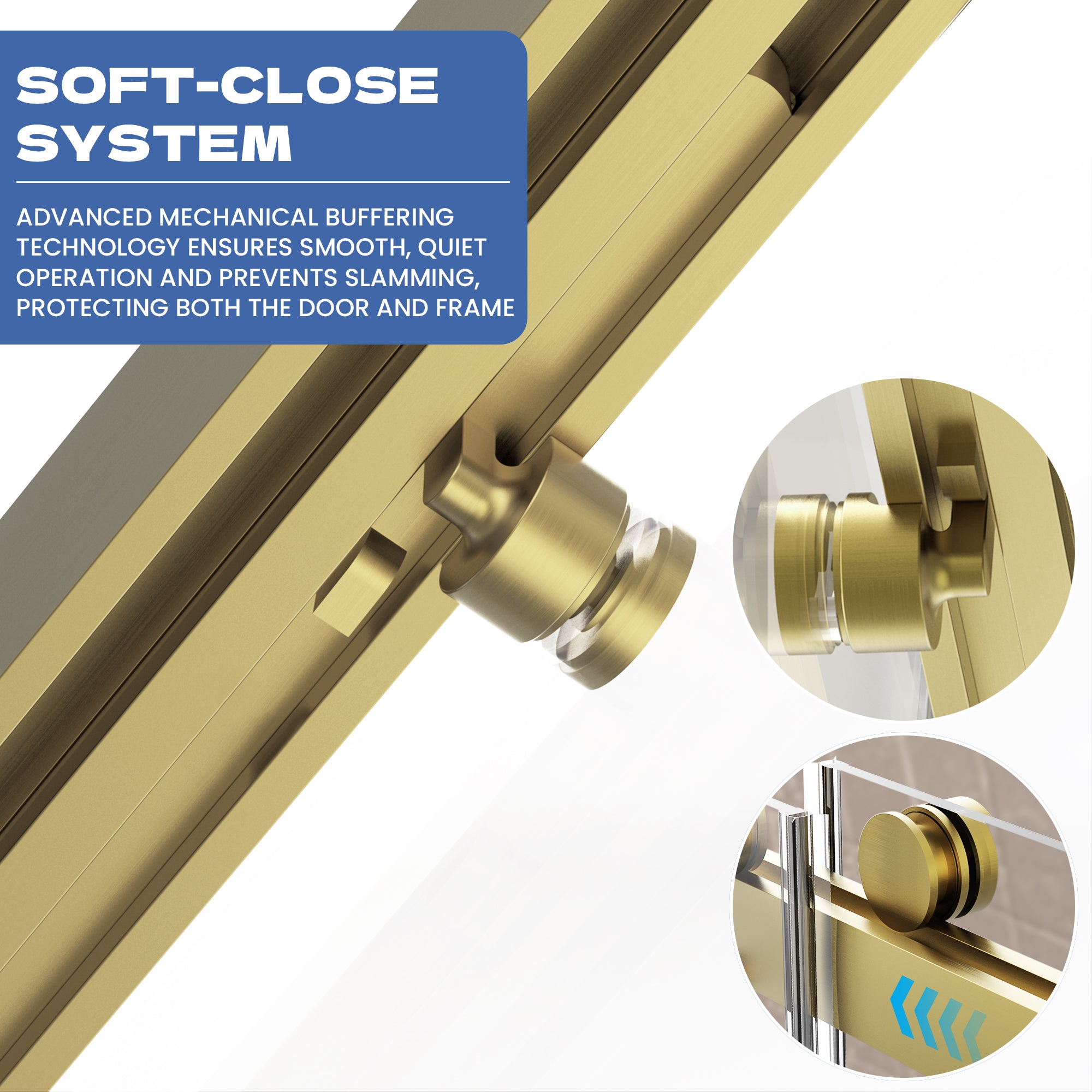 56" to 60" x 76" Frameless Double Sliding Shower Door AB12 #Color_Brushed Gold