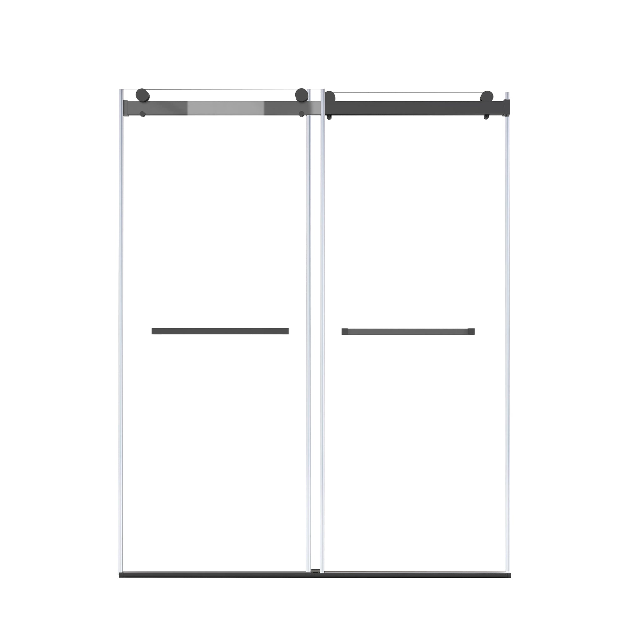 56" to 60" x 76" Frameless Double Sliding Shower Door AB9 #Color_Matte Black