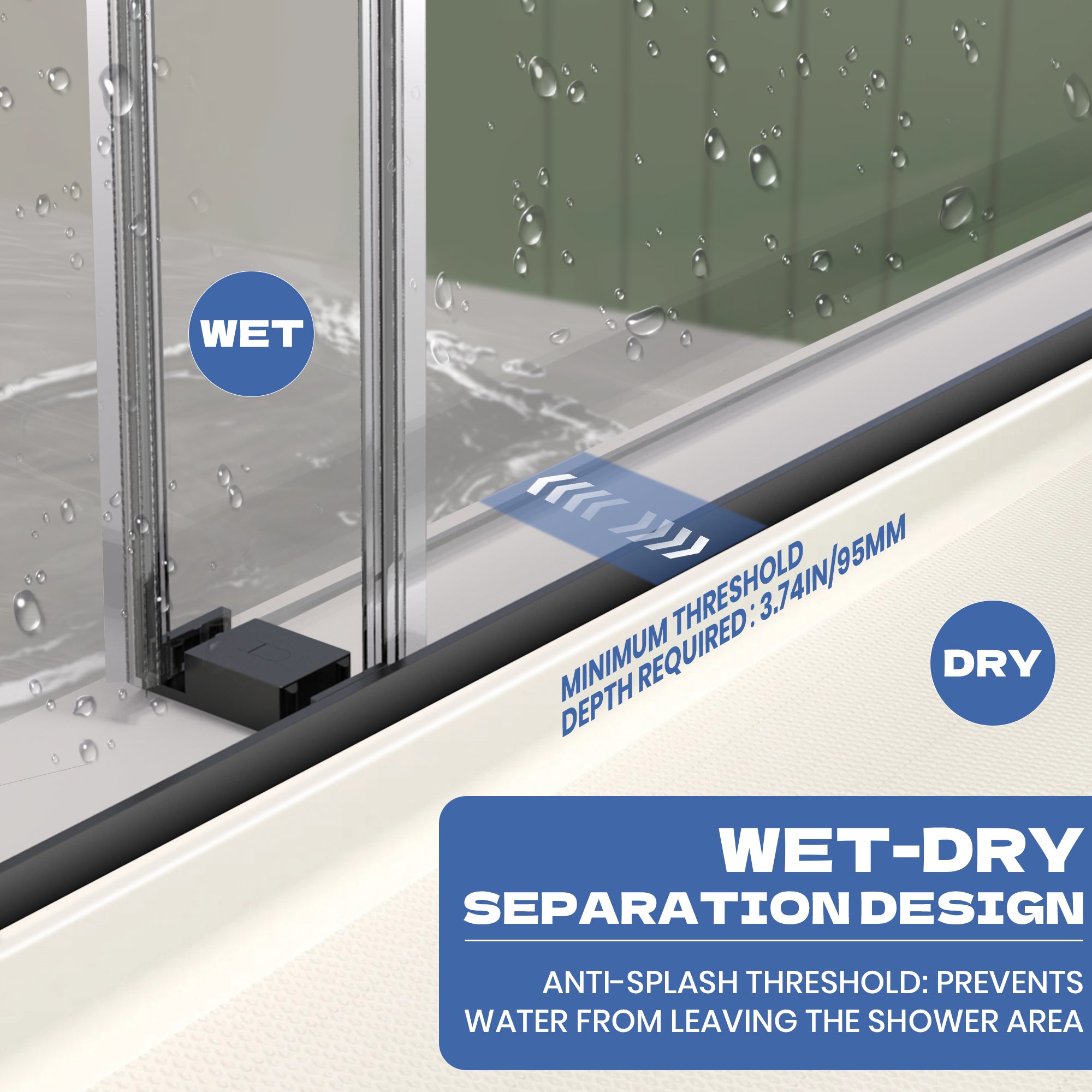 56" to 60" x 76" Frameless Double Sliding Shower Door AB9 #Color_Matte Black