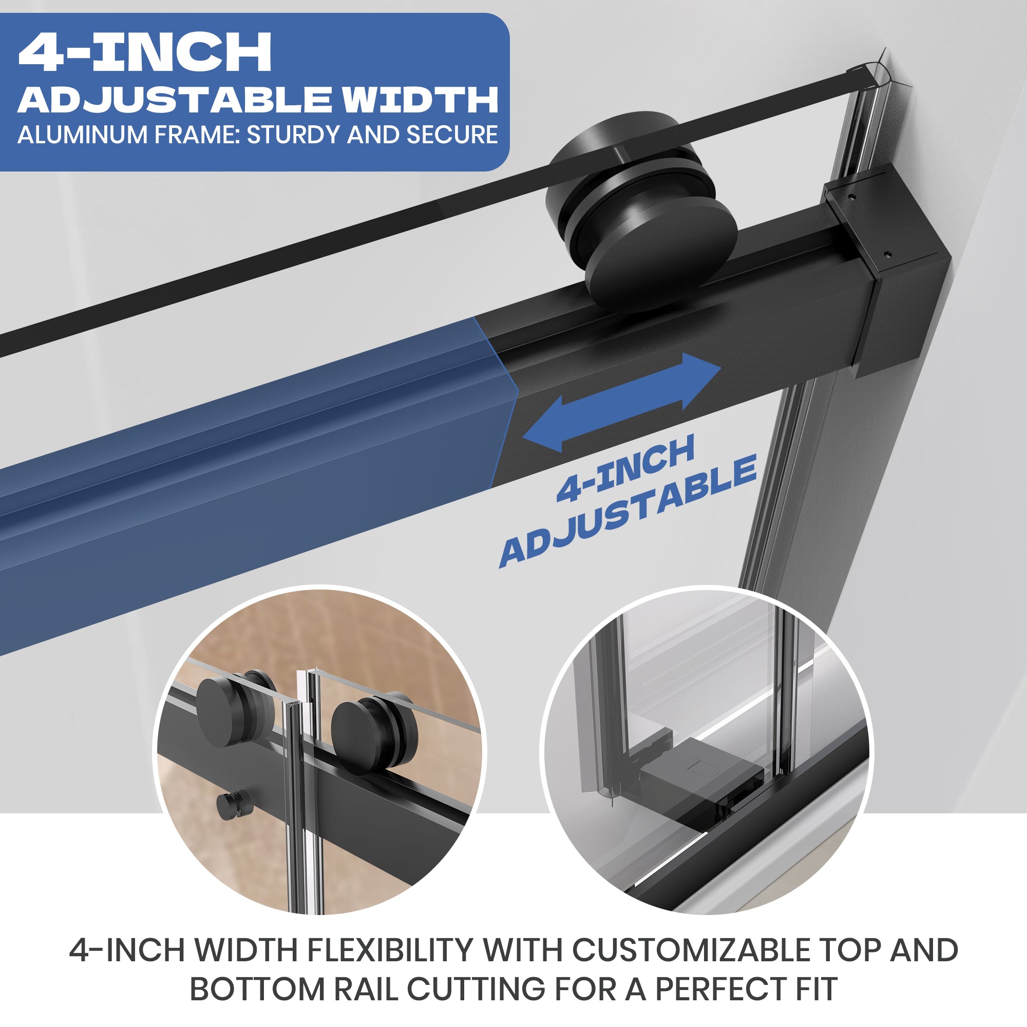 56" to 60" x 76" Frameless Double Sliding Shower Door AB9 #Color_Matte Black