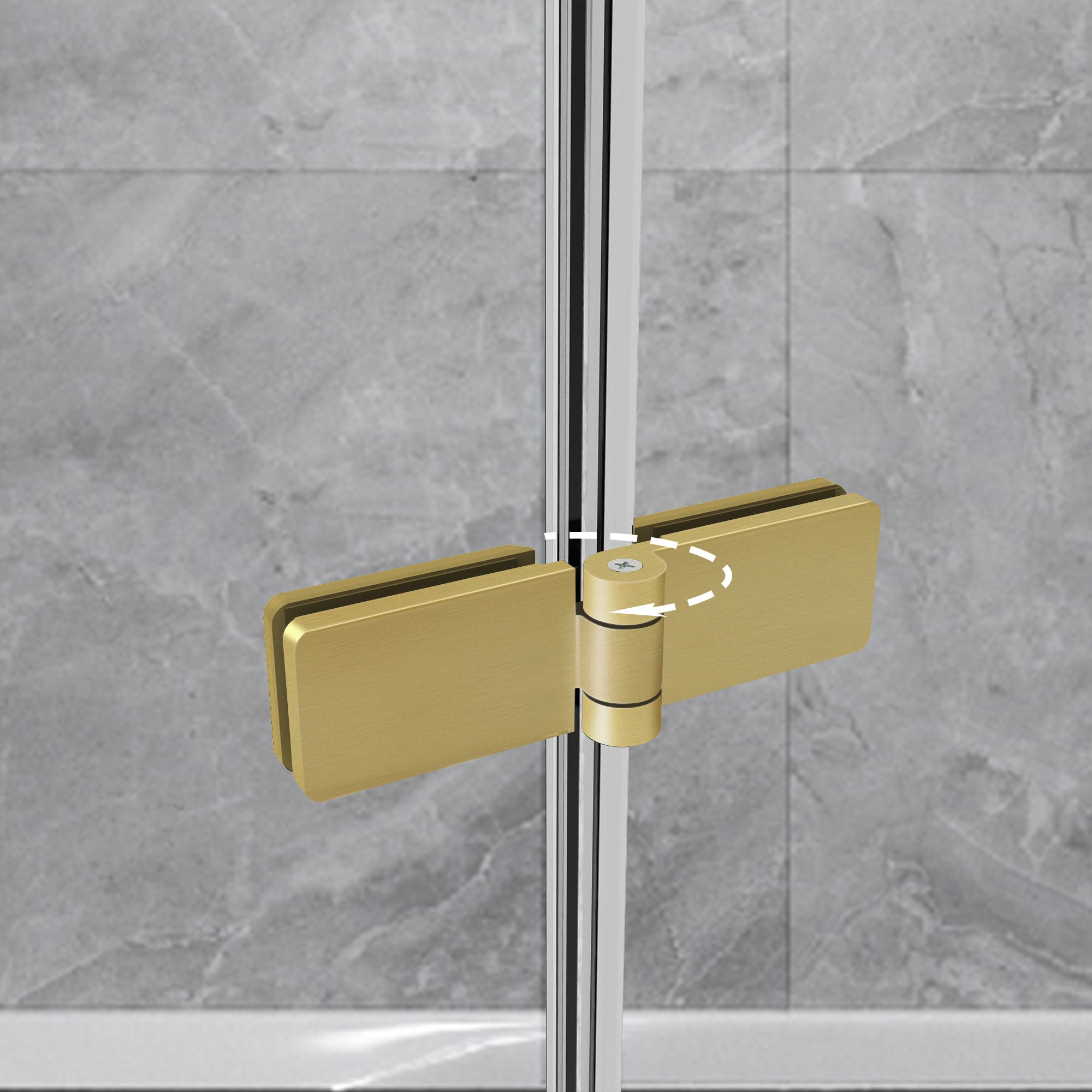 43" W x 58" H Frameless Hinged Bi-Fold Bathtub Door Misty J30 #Color_Brushed Gold
