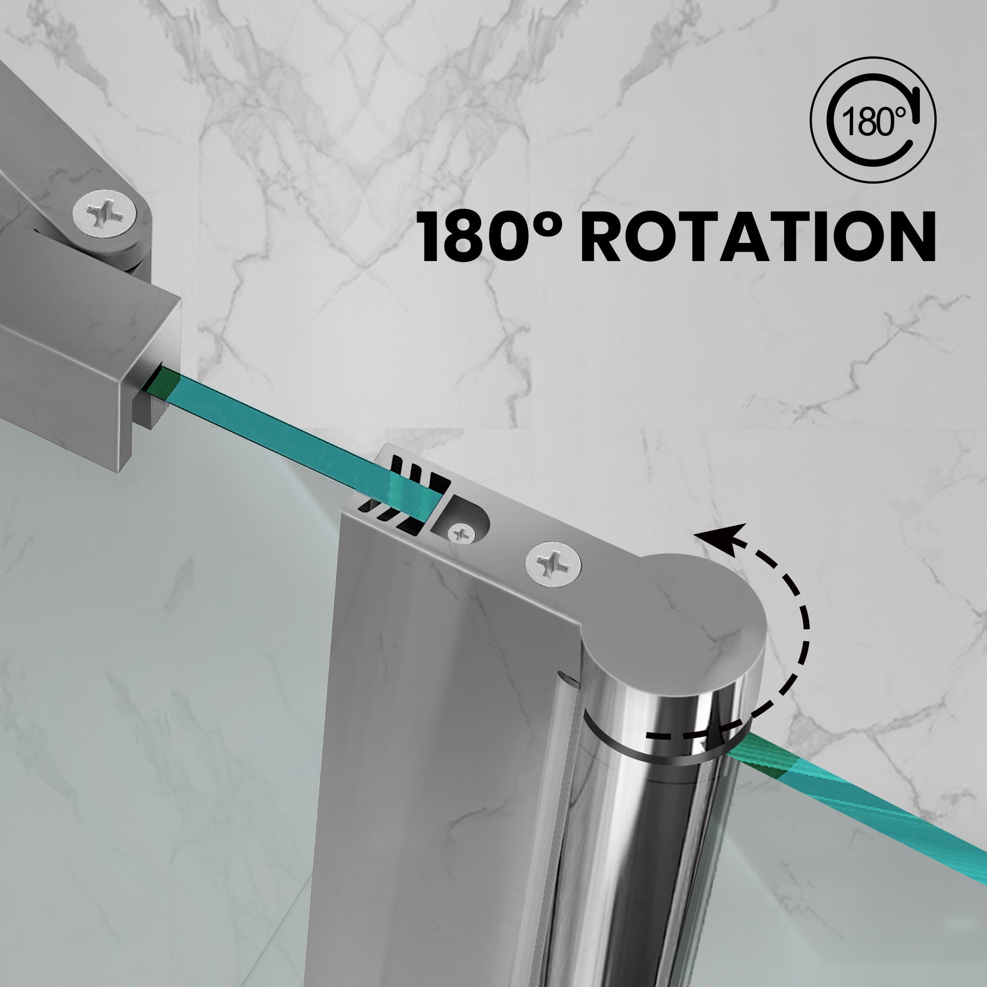 43" W x 58" H Frameless Pivot Foldable Bathtub Door Misty J4 #Color_Polished Chrome