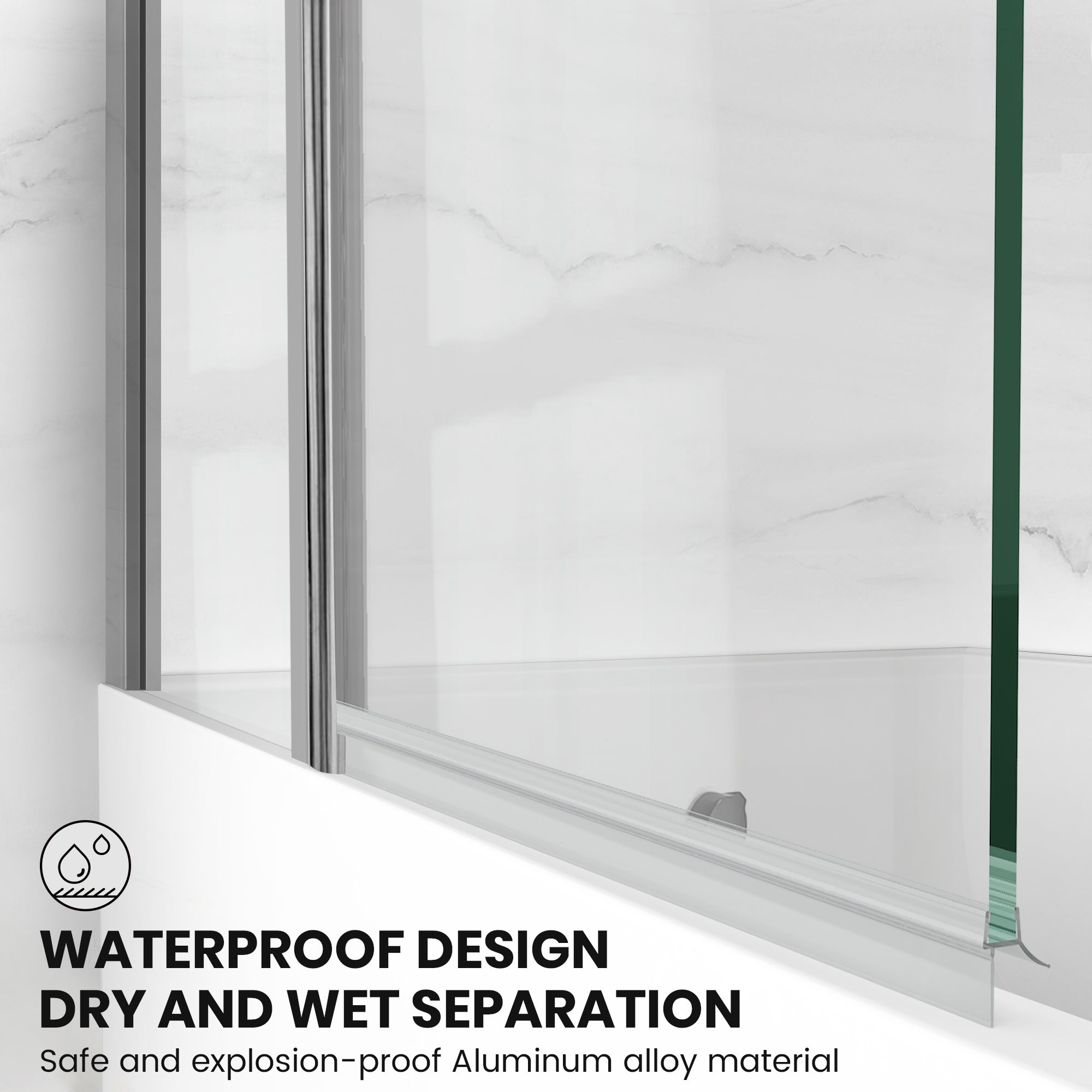 43" W x 58" H Frameless Pivot Foldable Bathtub Door Misty J4 #Color_Polished Chrome