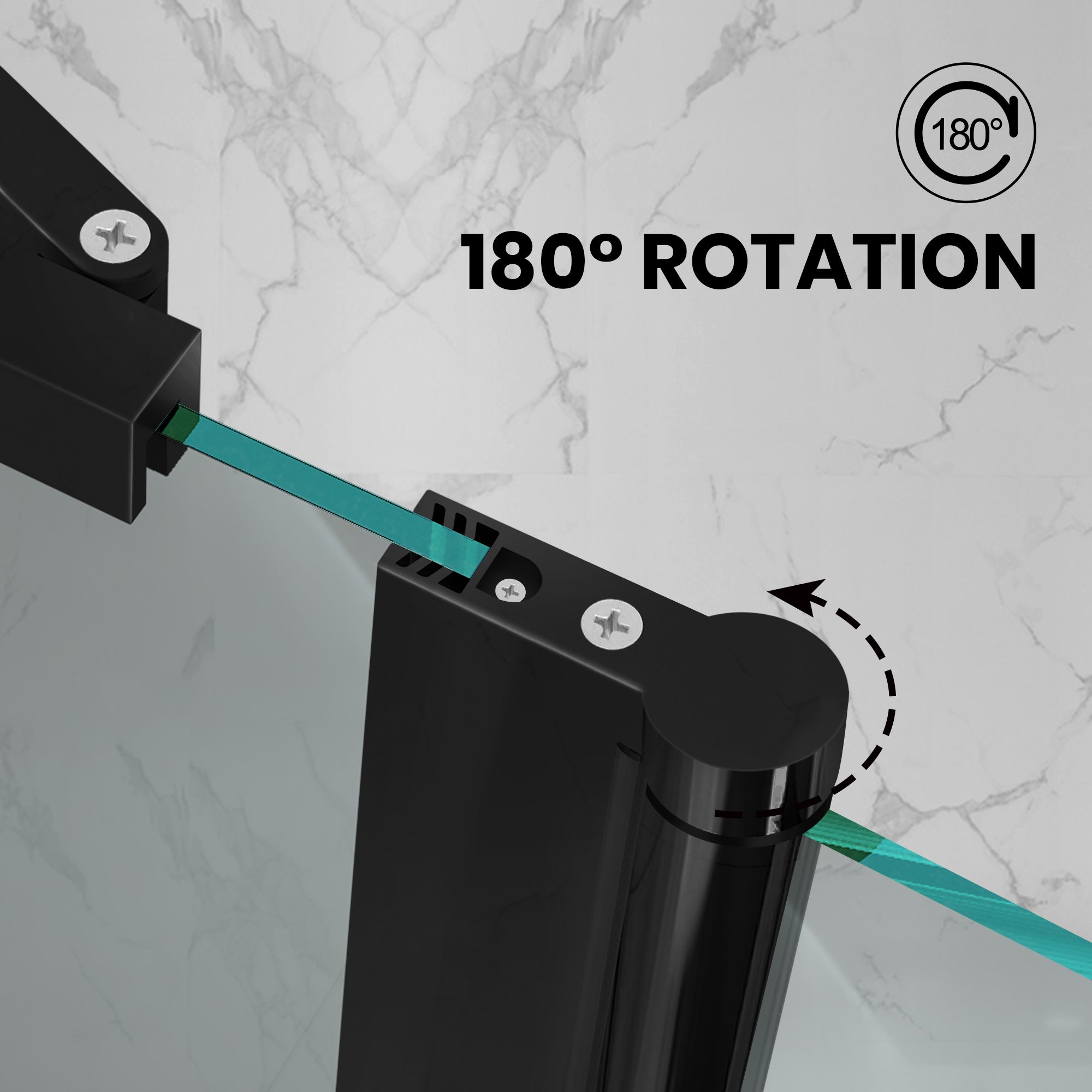 43" W x 58" H Frameless Pivot Foldable Bathtub Door Misty J5 #Color_Matte Black