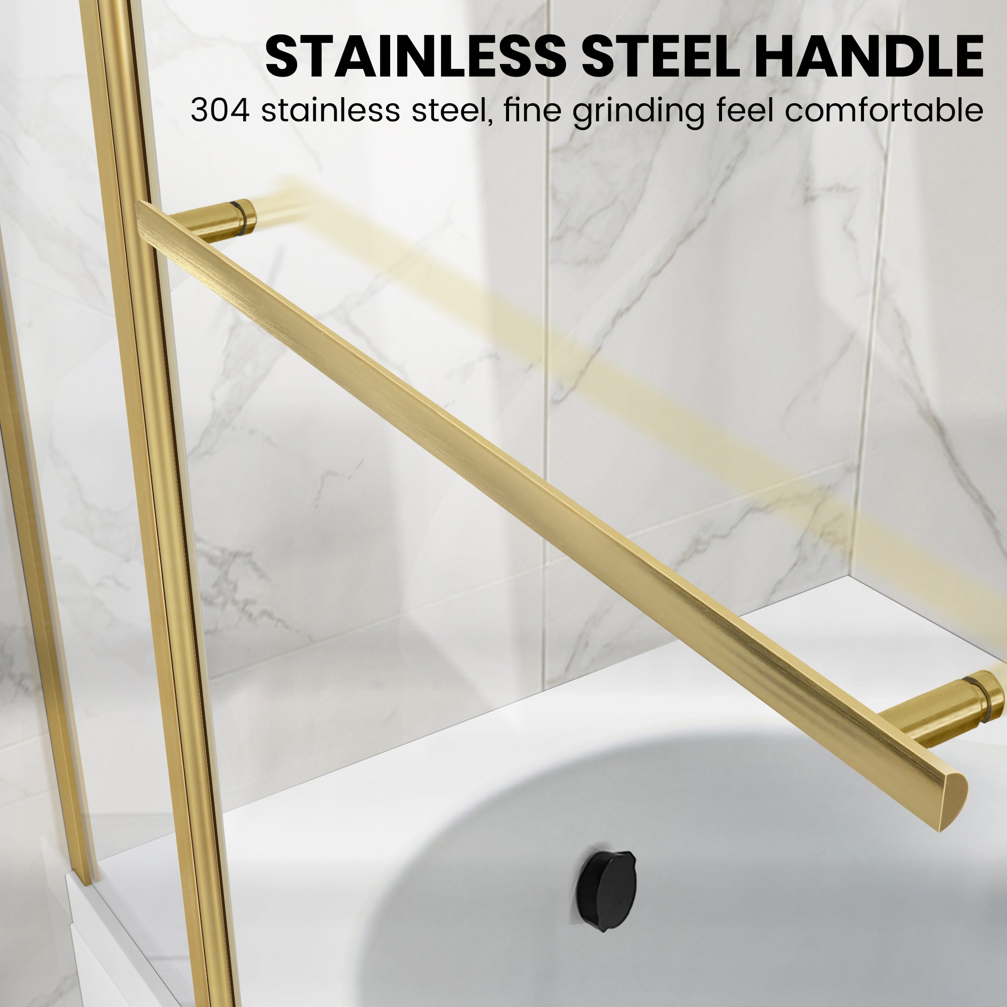 43" W x 58" H Frameless Pivot Foldable Bathtub Door Misty J6 #Color_Brushed Gold
