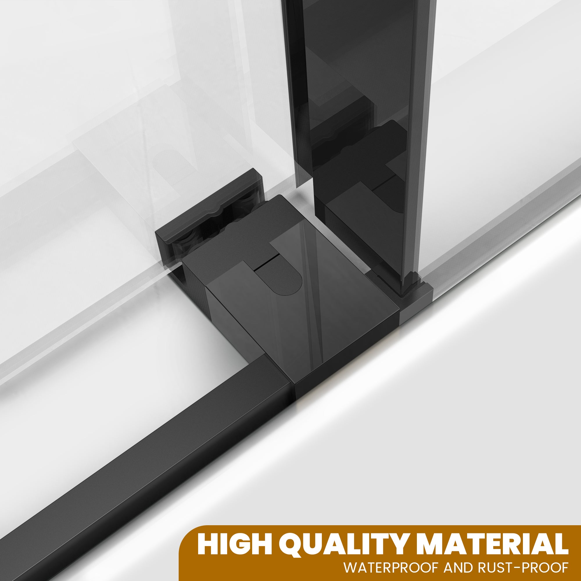 56"-60" W x 60" H Frameless Single Sliding Bathtub Door Roller X18 #Color_Matte Black