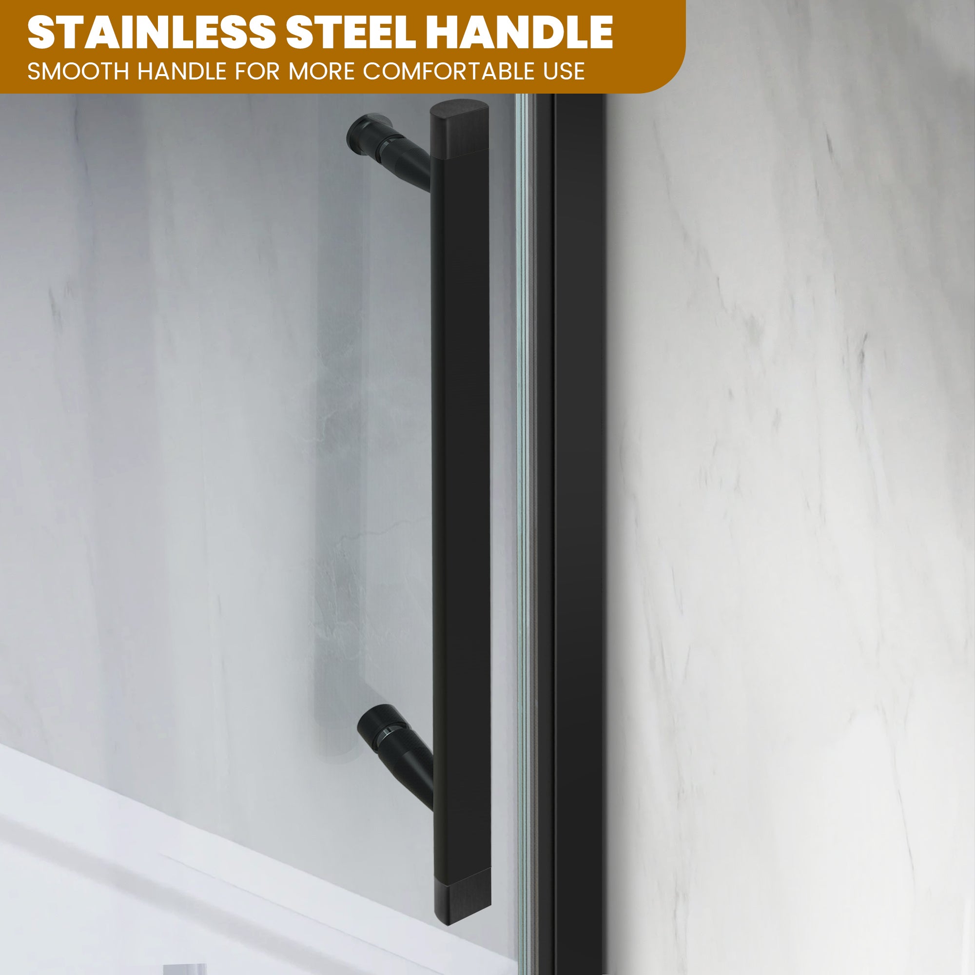 56"-60" W x 60" H Frameless Single Sliding Bathtub Door Roller X18 #Color_Matte Black