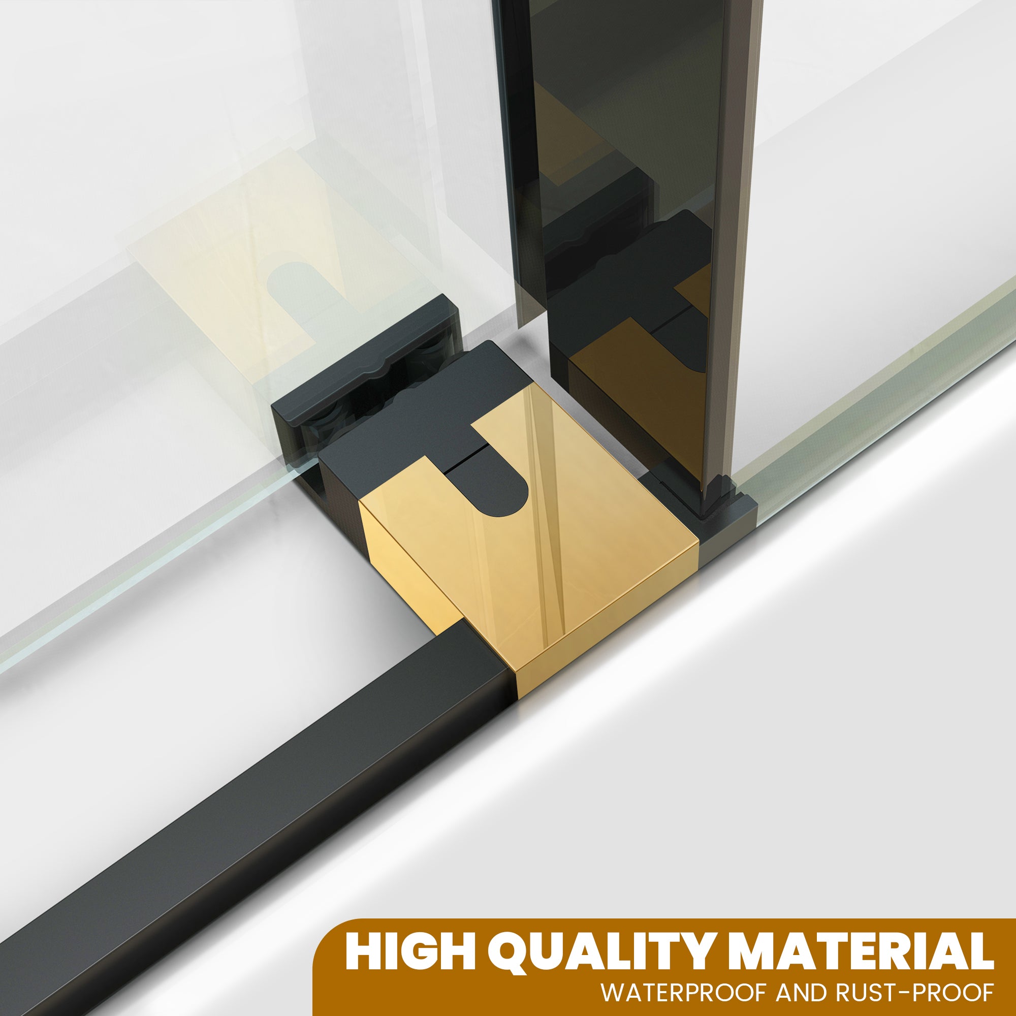 56"-60" W x 60" H Frameless Single Sliding Bathtub Door Roller X19#Color_Black and Gold
