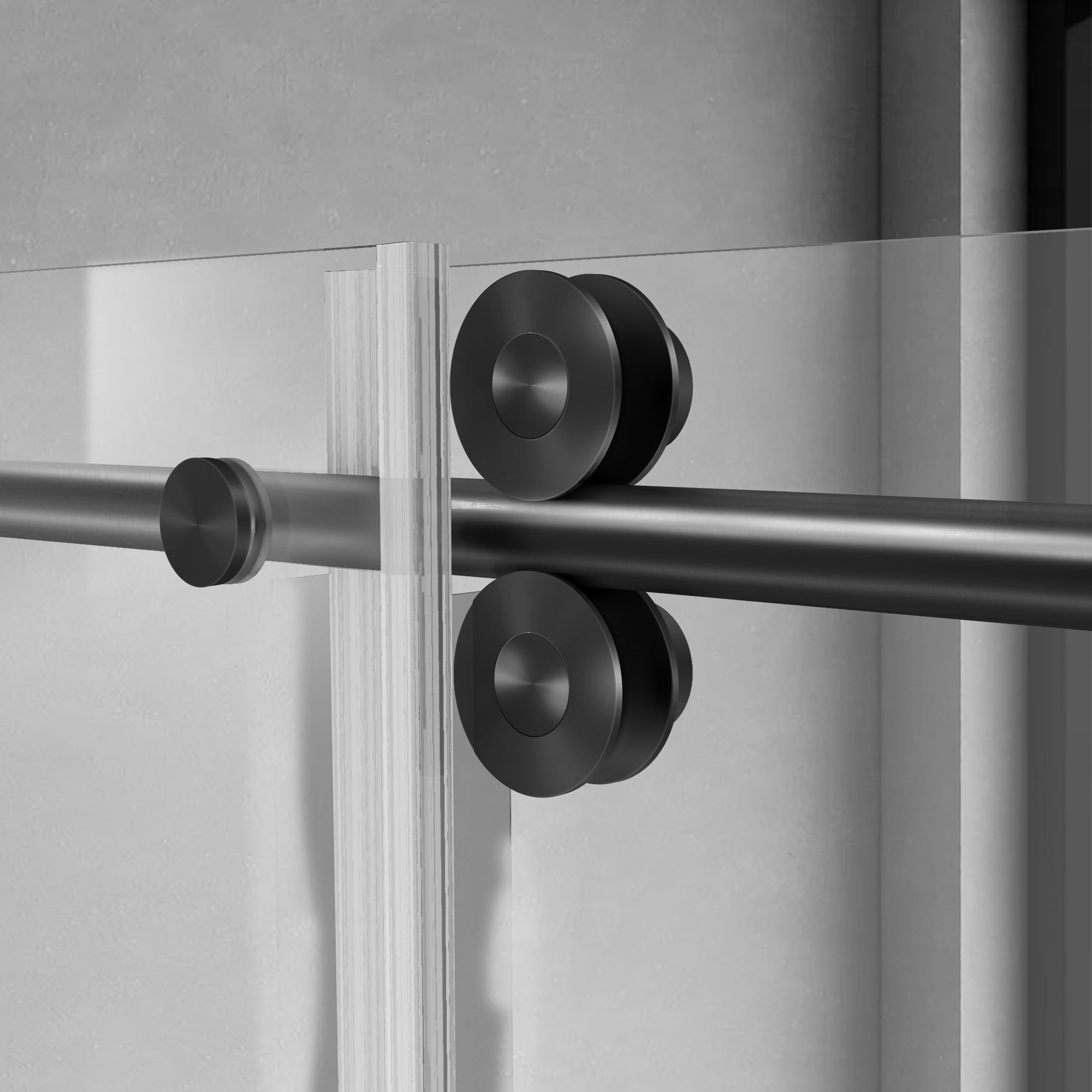 56"-60" x 58" Frameless Single Sliding Tub Door Roller J7 #Color_Matte Black
