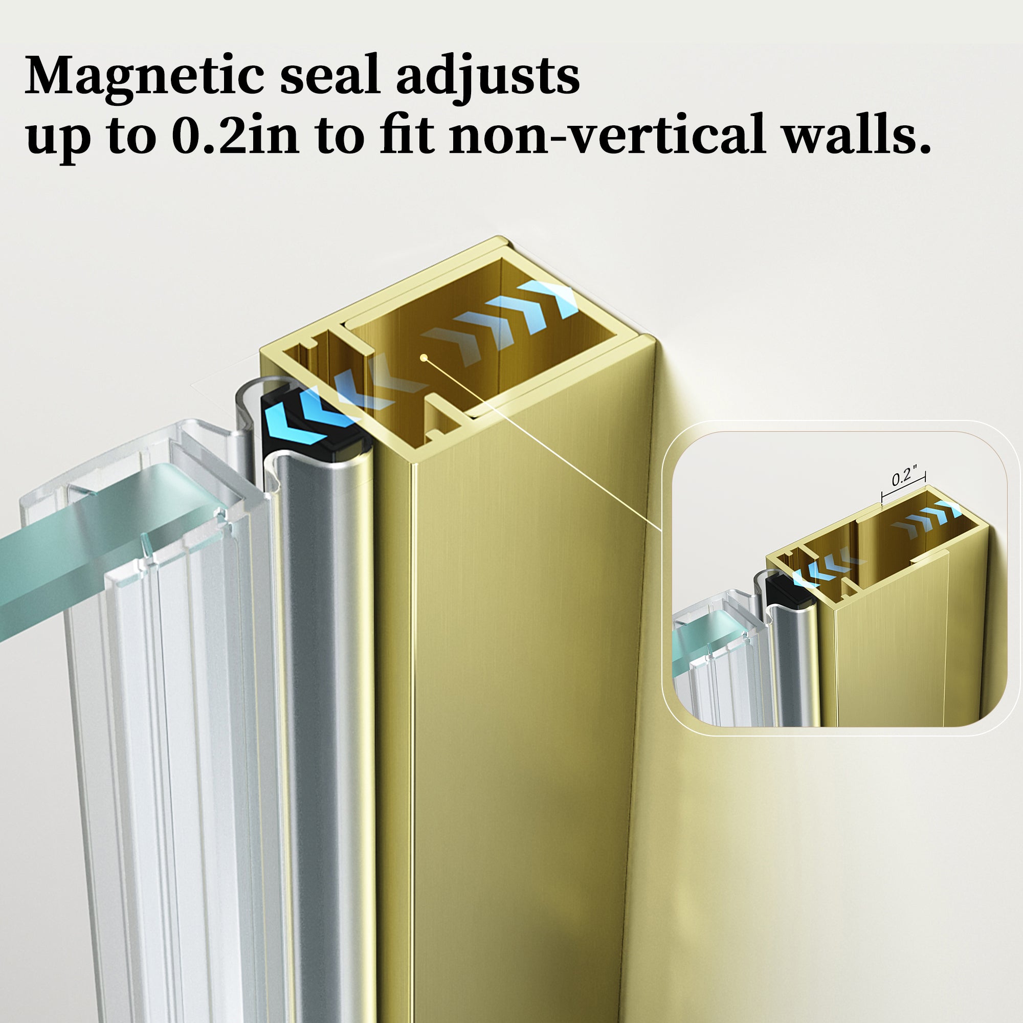 24"/28"/30 W x 72" H Frameless Hinged Shower Door with 5/16" (8 mm) Easy-Clean Clear Tempered Glass and Towel Handle #Color_Brushed Gold