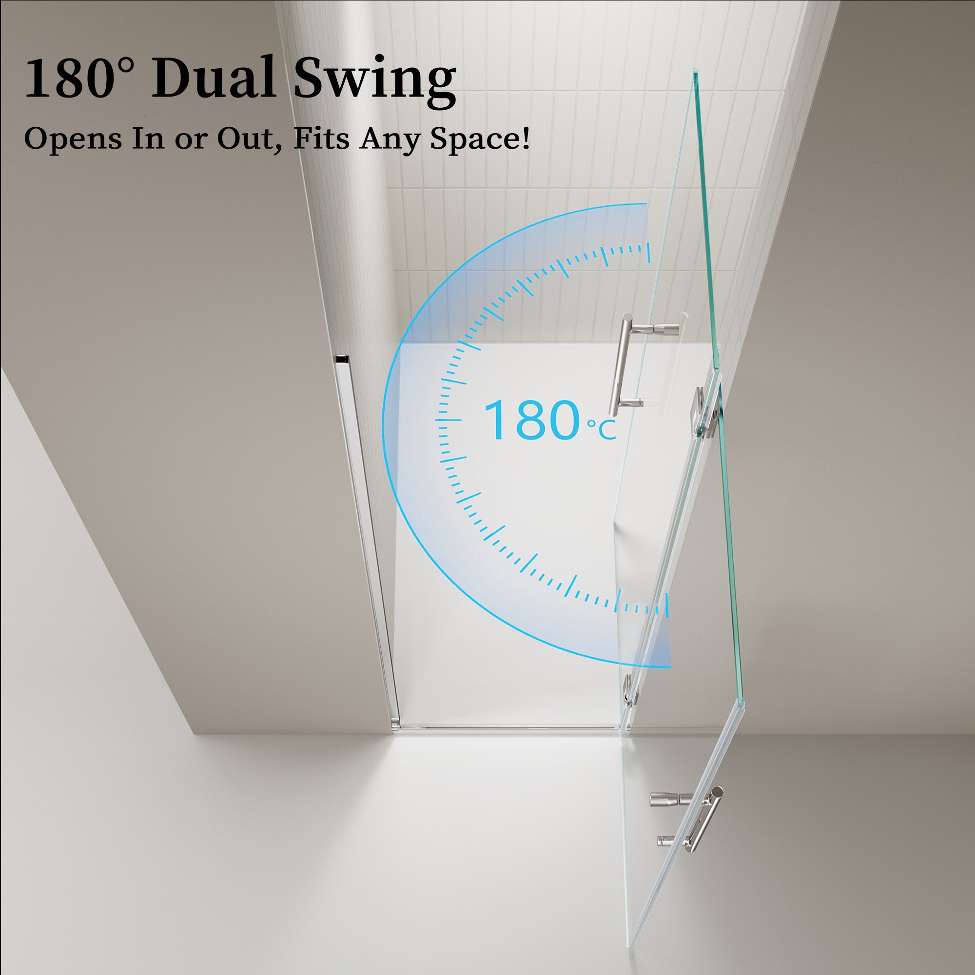 24"/28"/30 W x 72" H Frameless Hinged Shower Door with 5/16" (8 mm) Easy-Clean Clear Tempered Glass and Towel Handle #Color_Chrome