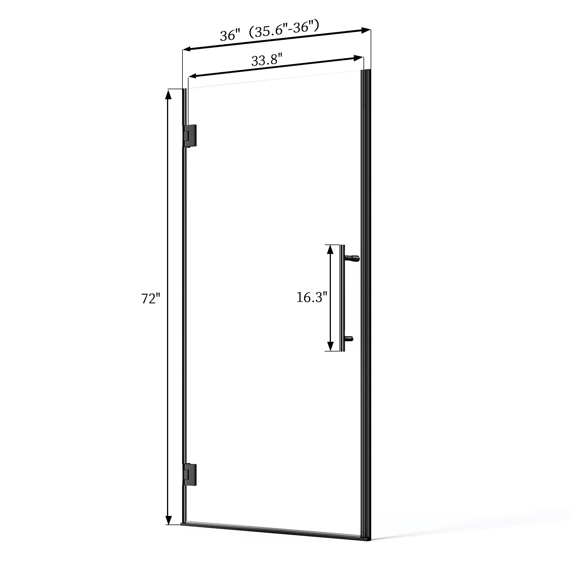 24"/28"/30 W x 72" H Frameless Hinged Shower Door with 5/16" (8 mm) Easy-Clean Clear Tempered Glass and Towel Handle #Size_36" x 72"