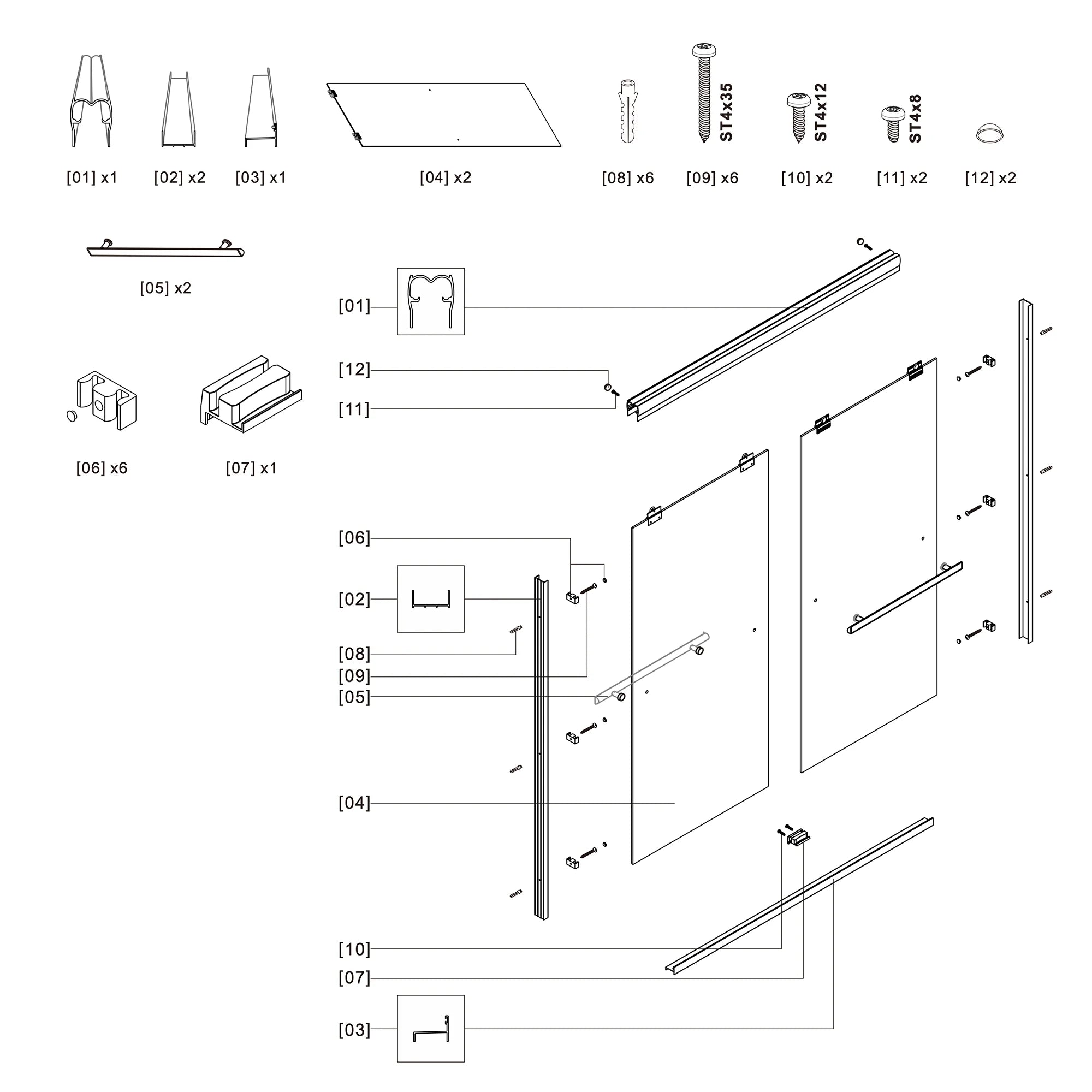 56"-60" W x 58"/62"/65" H Framed Double Sliding Bathtub Door Glide B21-B22